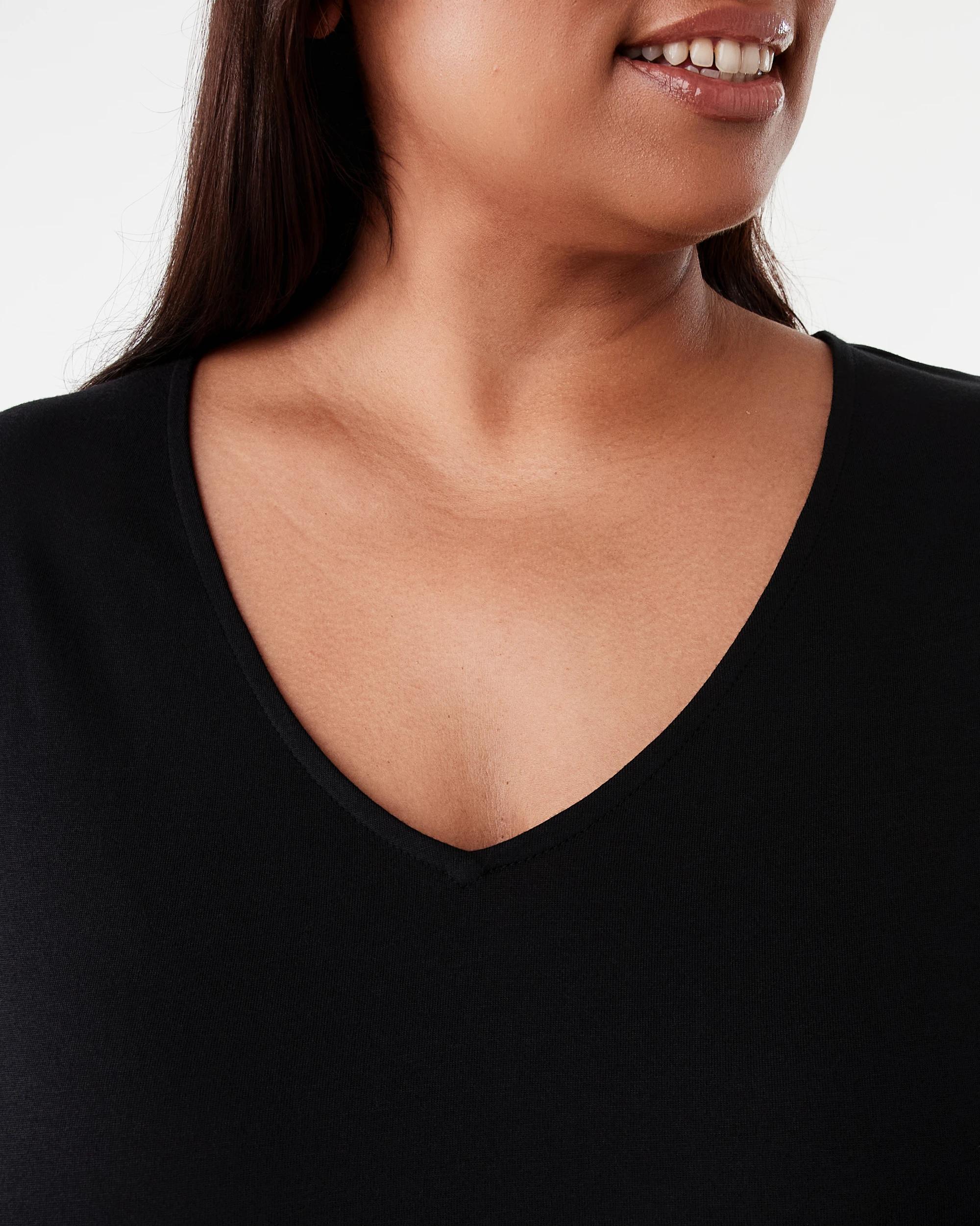 5 Curve Short Sleeve Tiered Knit Midi Dress Black, 5 of 7