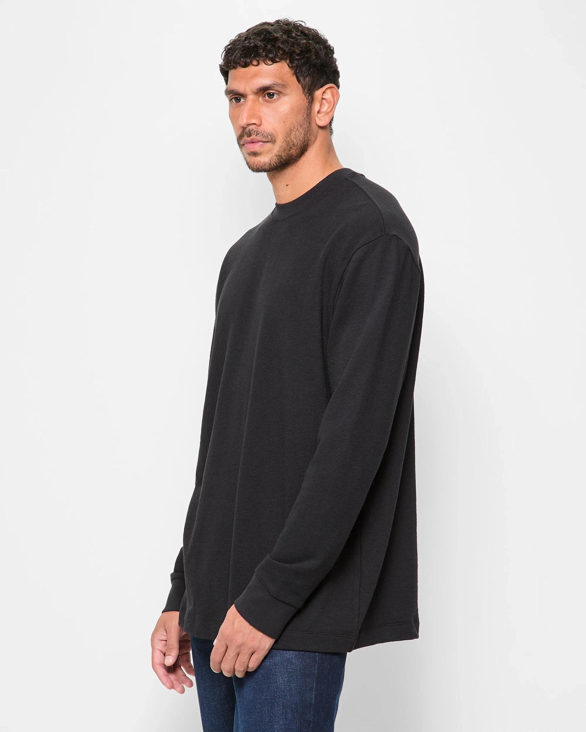 3 Target Australian Cotton Blend Long Sleeve Textured T-Shirt BLACK, 3 of 5