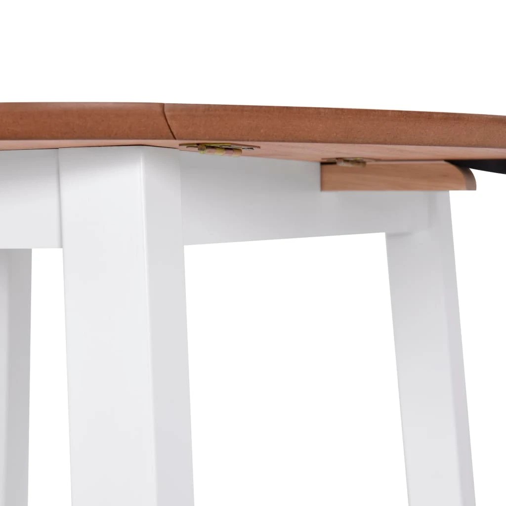 4 Vidaxl Drop-leaf Dining Table Round Mdf - White, 4 of 7