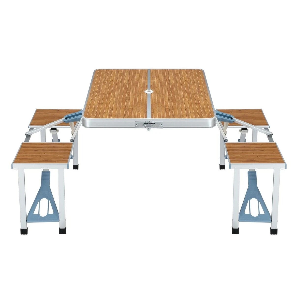 7 Ausway Folding Camping Table Set Outdoor Dining Beach Picnic Chairs, 7 of 7