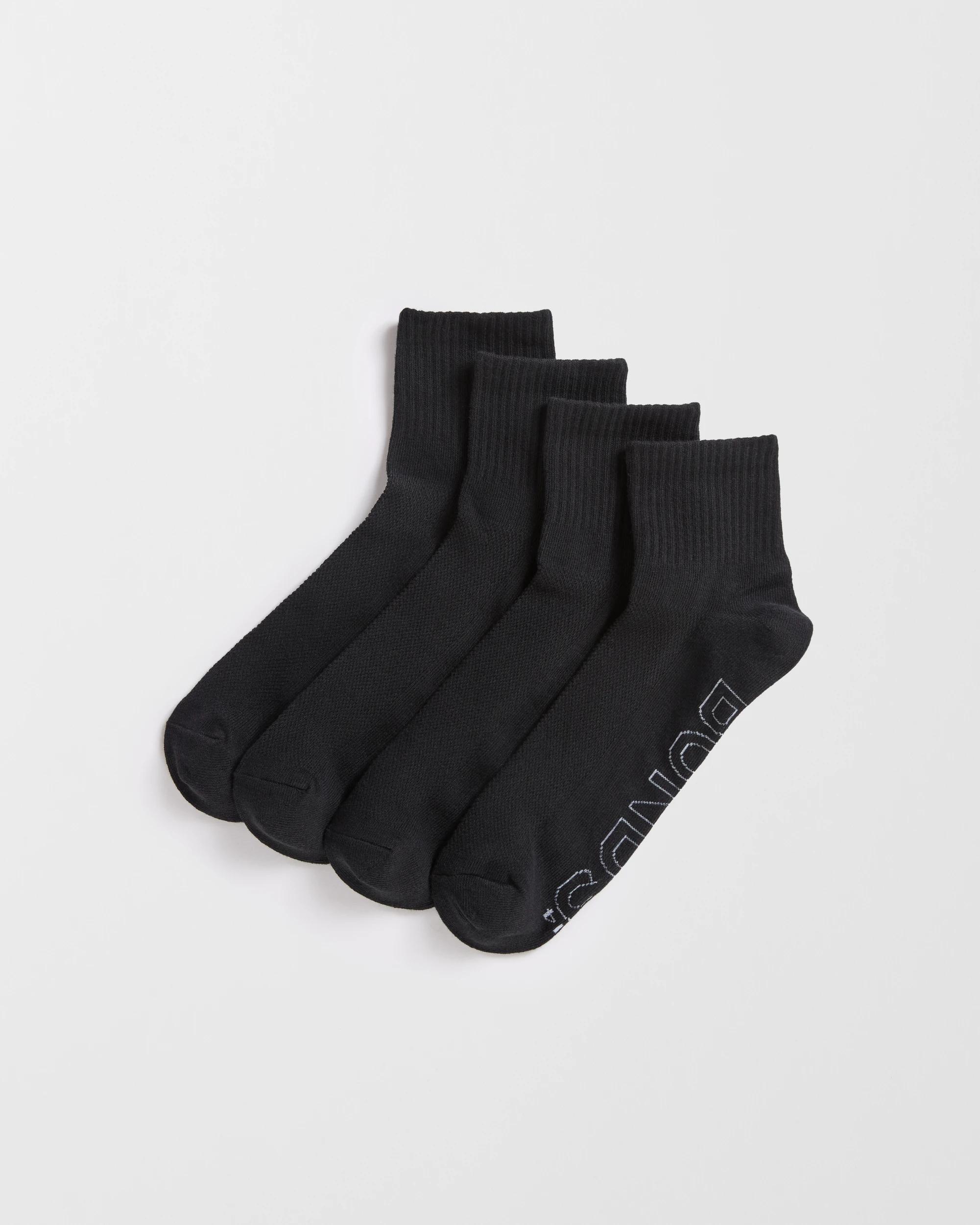 1 Mens Logo Lightweight Quarter Crew 4 Pack - Bonds BLACK, 1 of 3