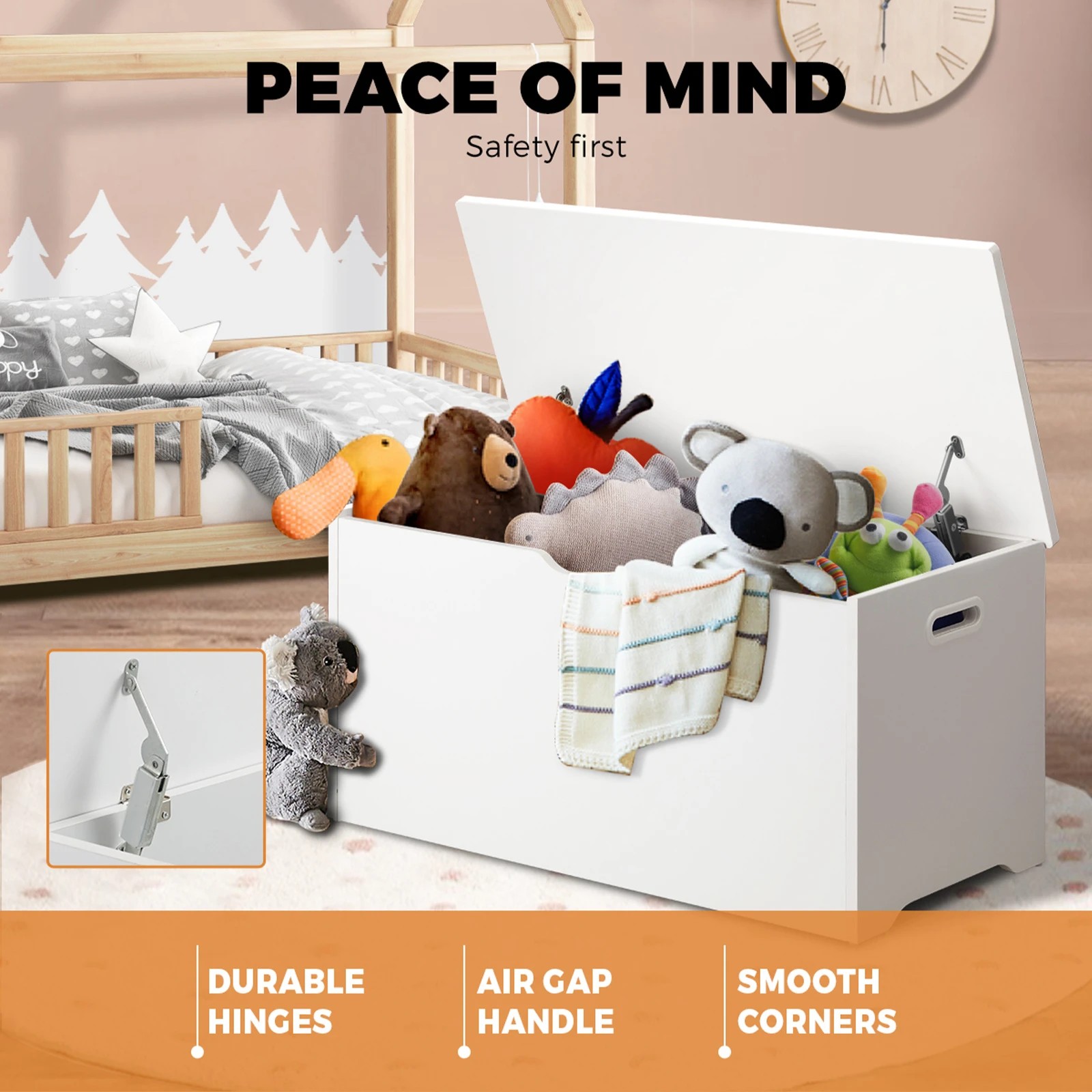 8 Oikiture Kids Toy Storage Box Cabinet Wooden Chest Container Room Organiser
 - White, 8 of 10