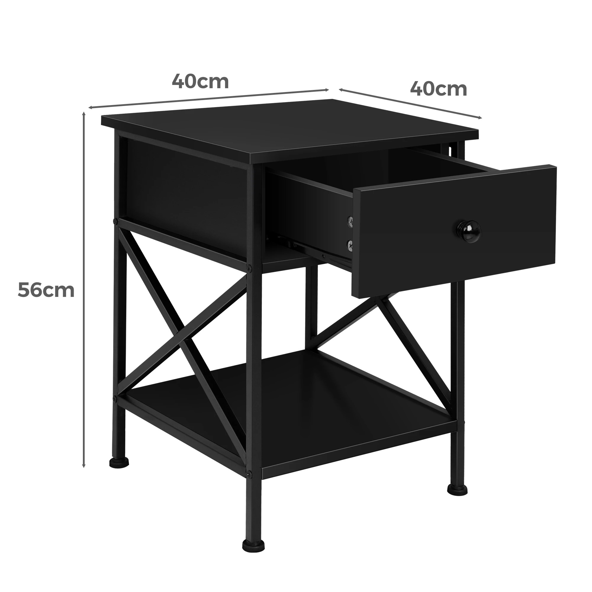 4 Alfordson Bedside Table Retro Wooden Nightstand Vintage Storage Side Cabinet - Black, 4 of 10