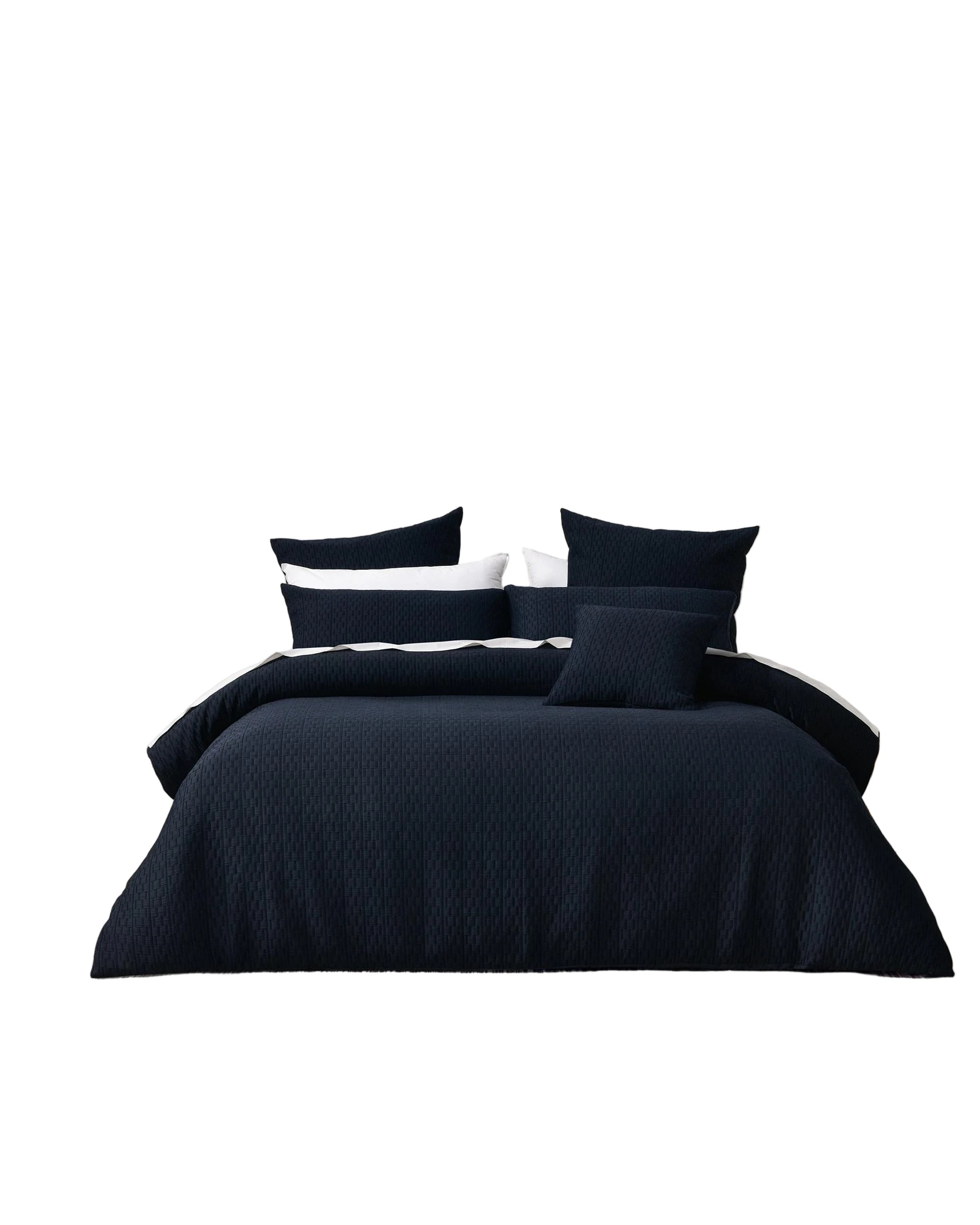 1 Bianca Bedding Burleigh Jacquard Quilt Cover Set, Ink — Super King 270cm x 240cm - Blue, 1 of 5