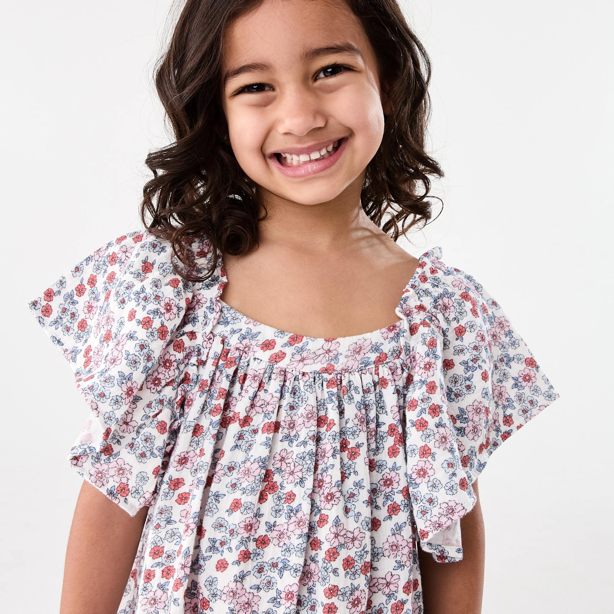 3 Woven Frill Sleeve Dress Bge Floral, 3 of 8