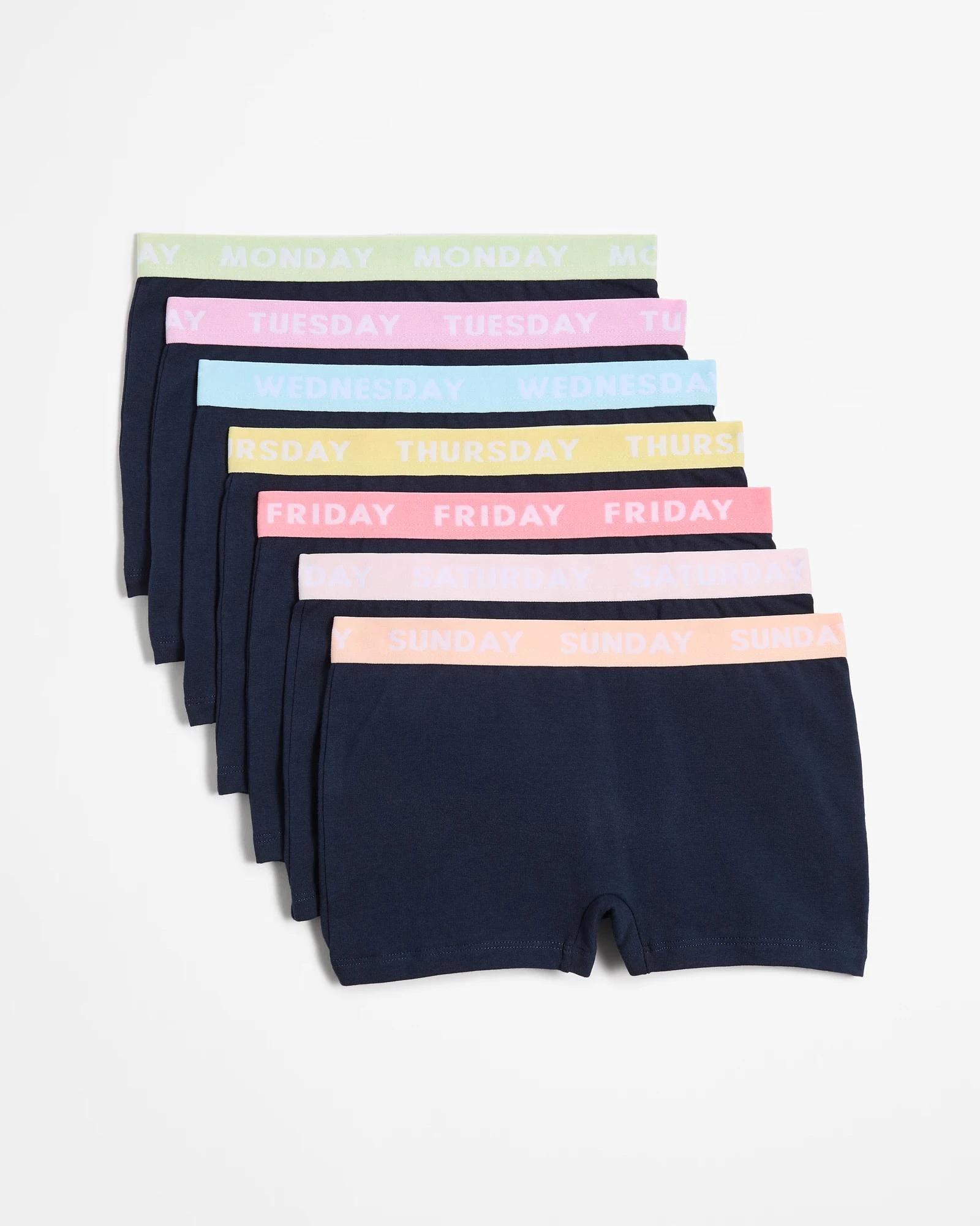 1 Girls Maxx Shorties 7 Pack - DOTW NAVY BLUE, 1 of 2