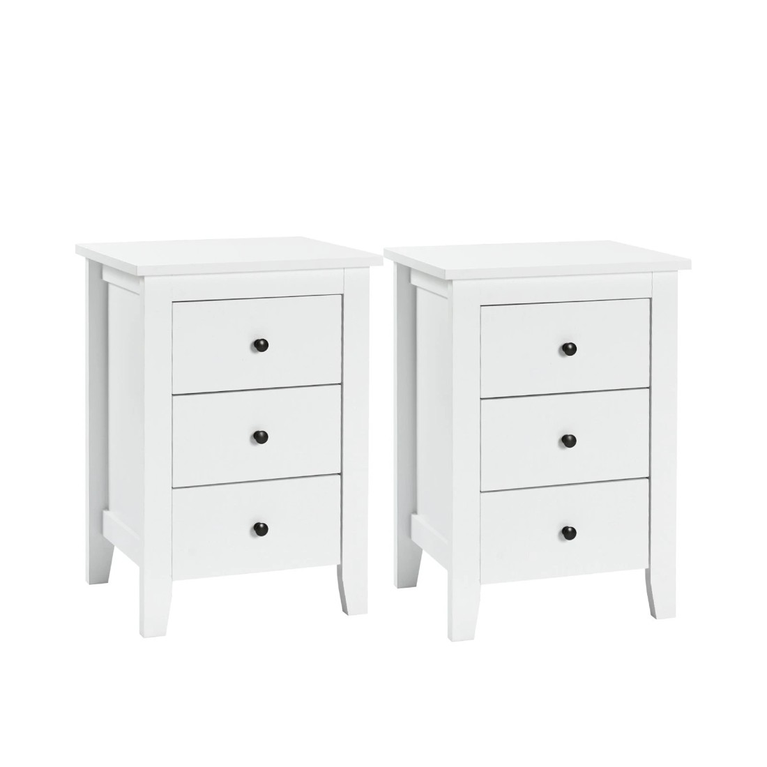 1 Costway 2x Bedside Tables Nightstand w/3 Drawers - White, 1 of 6