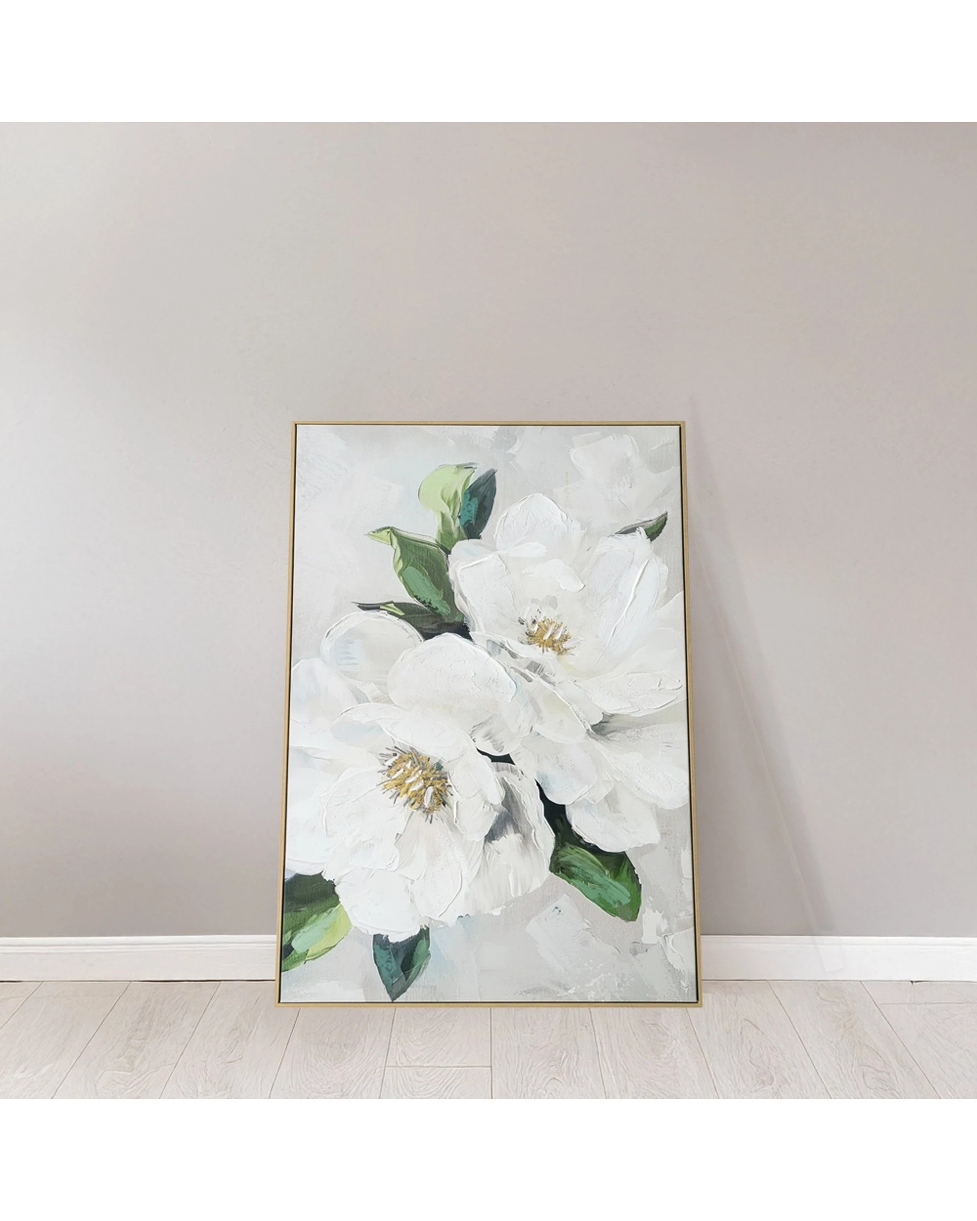 3 Urban Style Brushmarks Embellished Canvas Painting Artwork Magnolia 1225mm - White, 3 of 7
