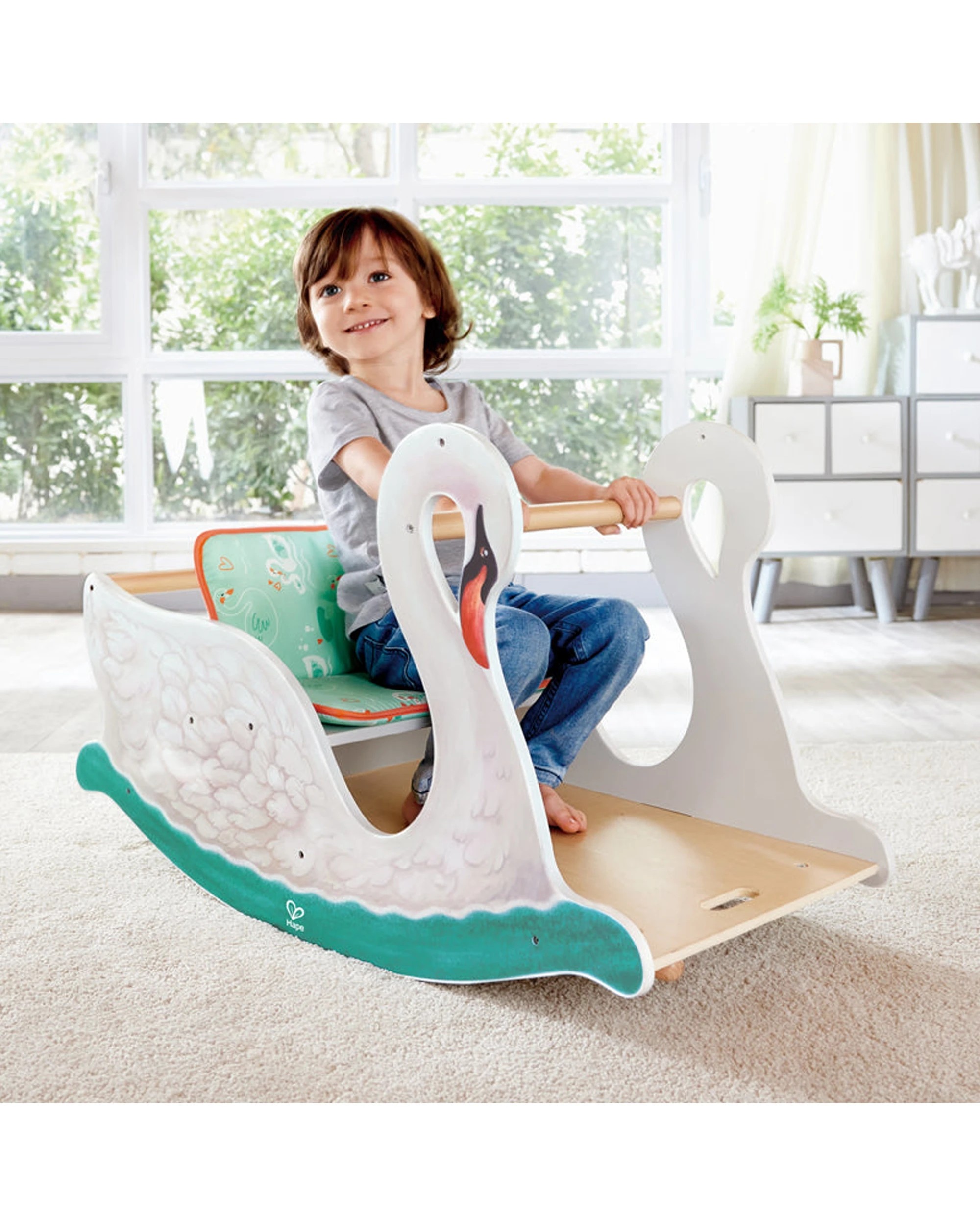 3 Hape 2-In-1 Swan Seat Baby Playtime Gym & Rocking Chair - White, 3 of 3