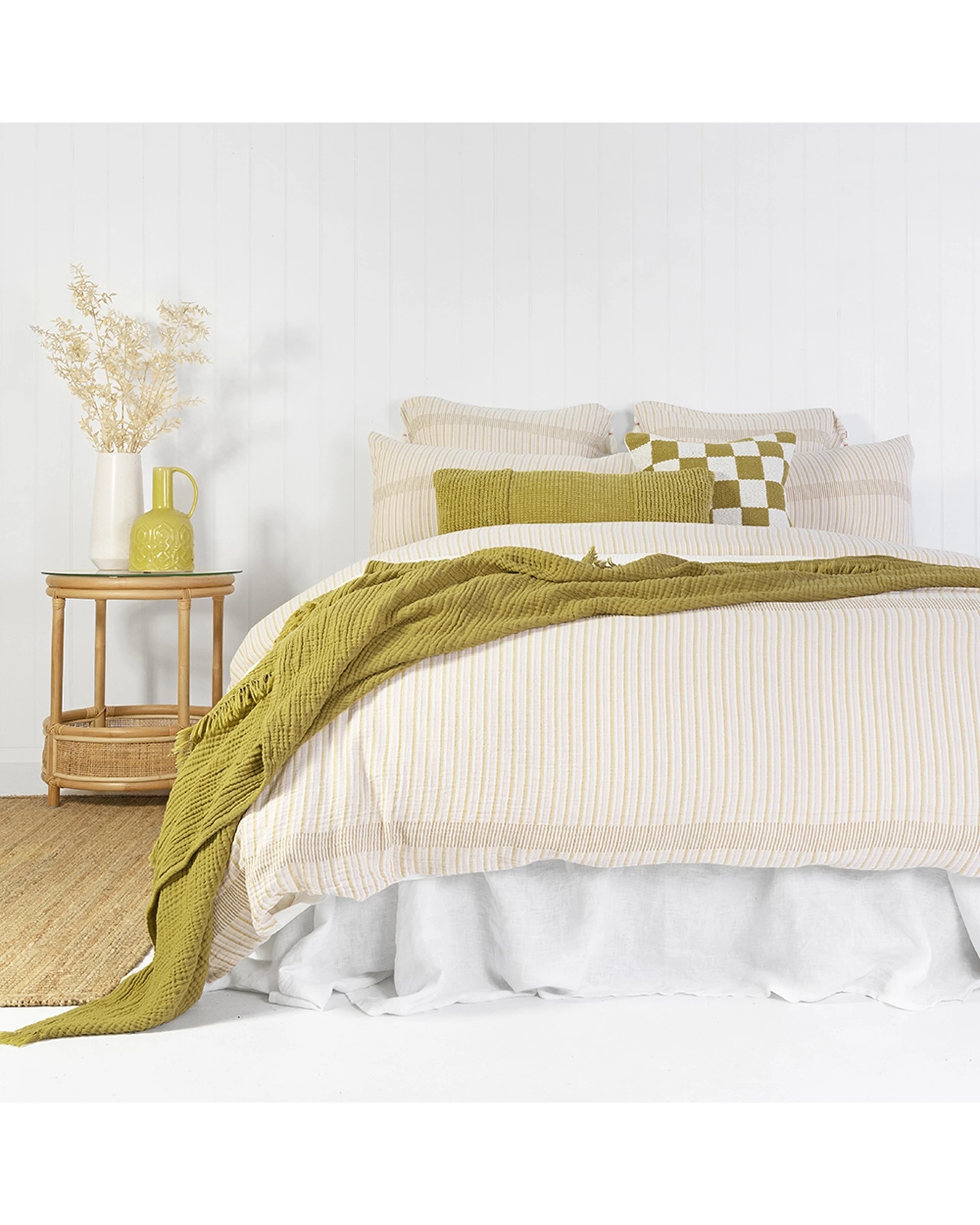 1 Bambury Molloy Quilt Cover Set Cotton Gauze Reversible Stripe Design - Queen Bed - Multi, 1 of 3