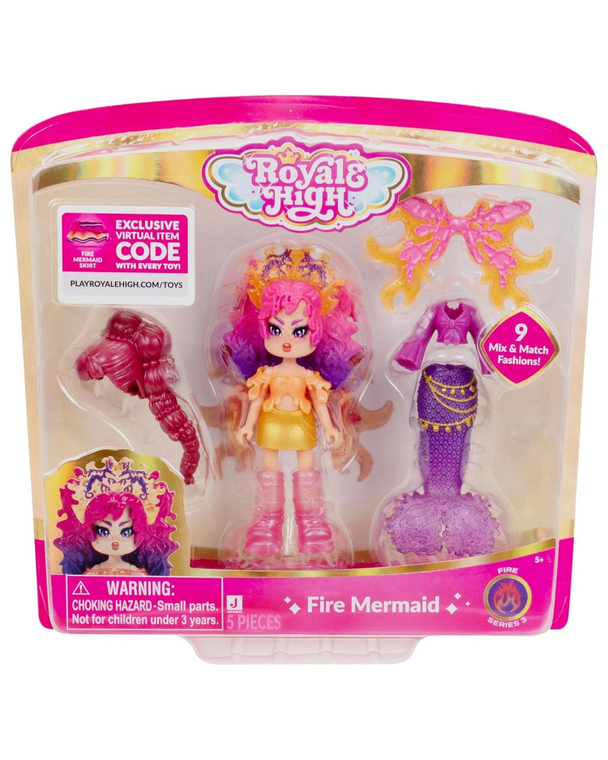1 Royale High Fire Mermaid S3 Deluxe Core Figure, 1 of 8