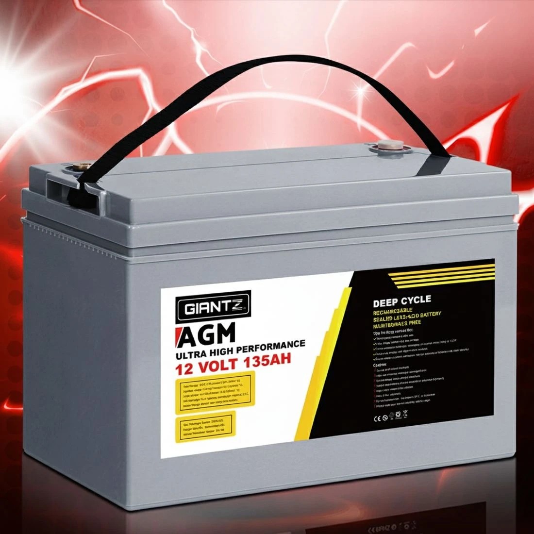 5 Giantz AGM Deep Cycle Battery 12V 135Ah Box Portable Solar Caravan Camping - Grey, 5 of 5