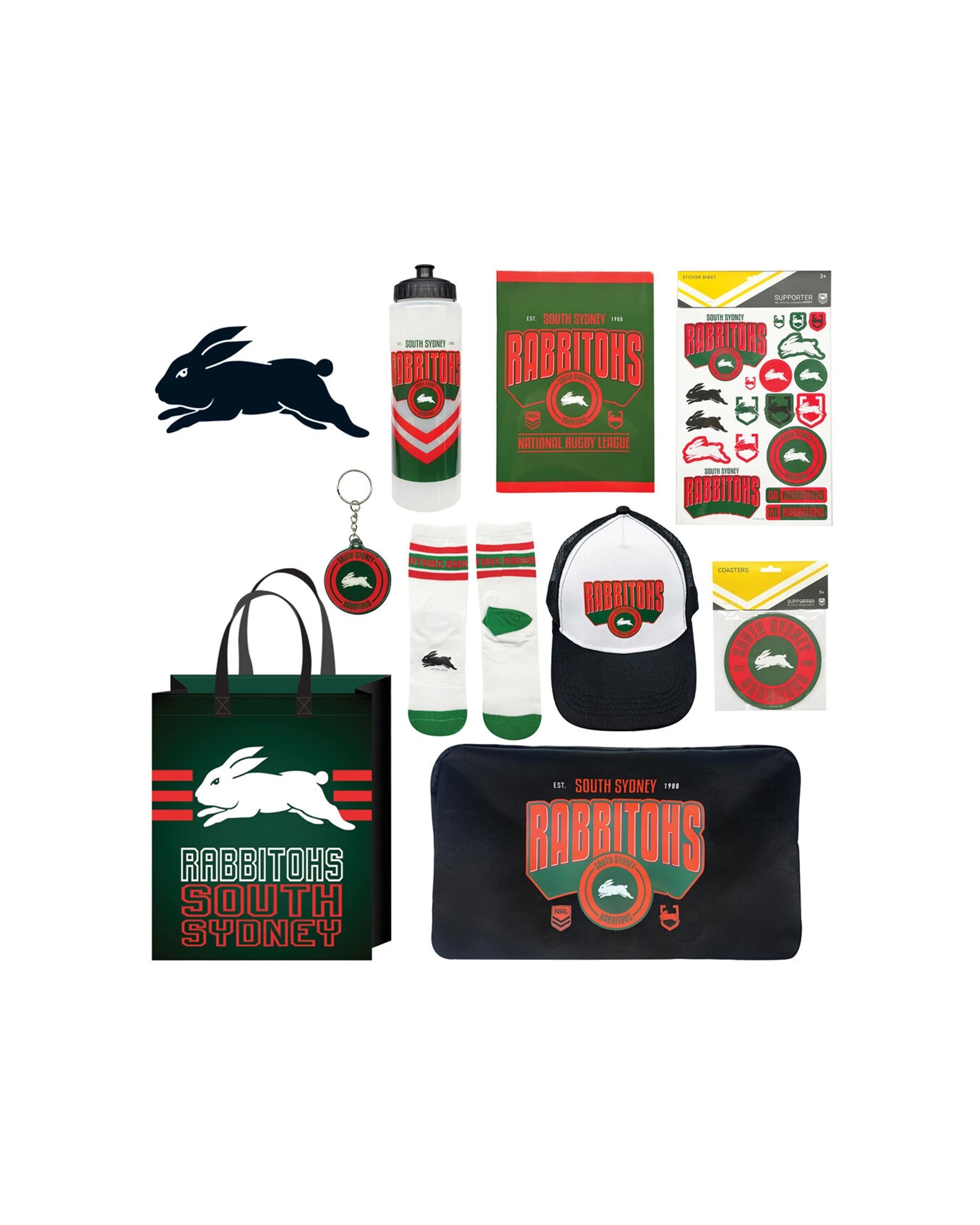 2 NRL South Sydney Rabbitohs Showbag 24 w Duffle Bag Cap Drink Bottle For Fans Gifts - Multi, 2 of 2