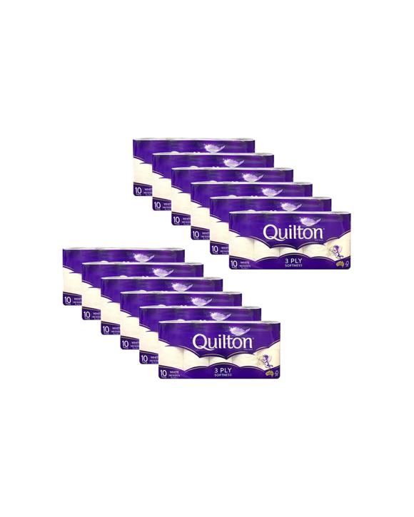 Quilton 12x 10pc Toilet Tissue Roll 3-Ply Softness 180 Sheets - White