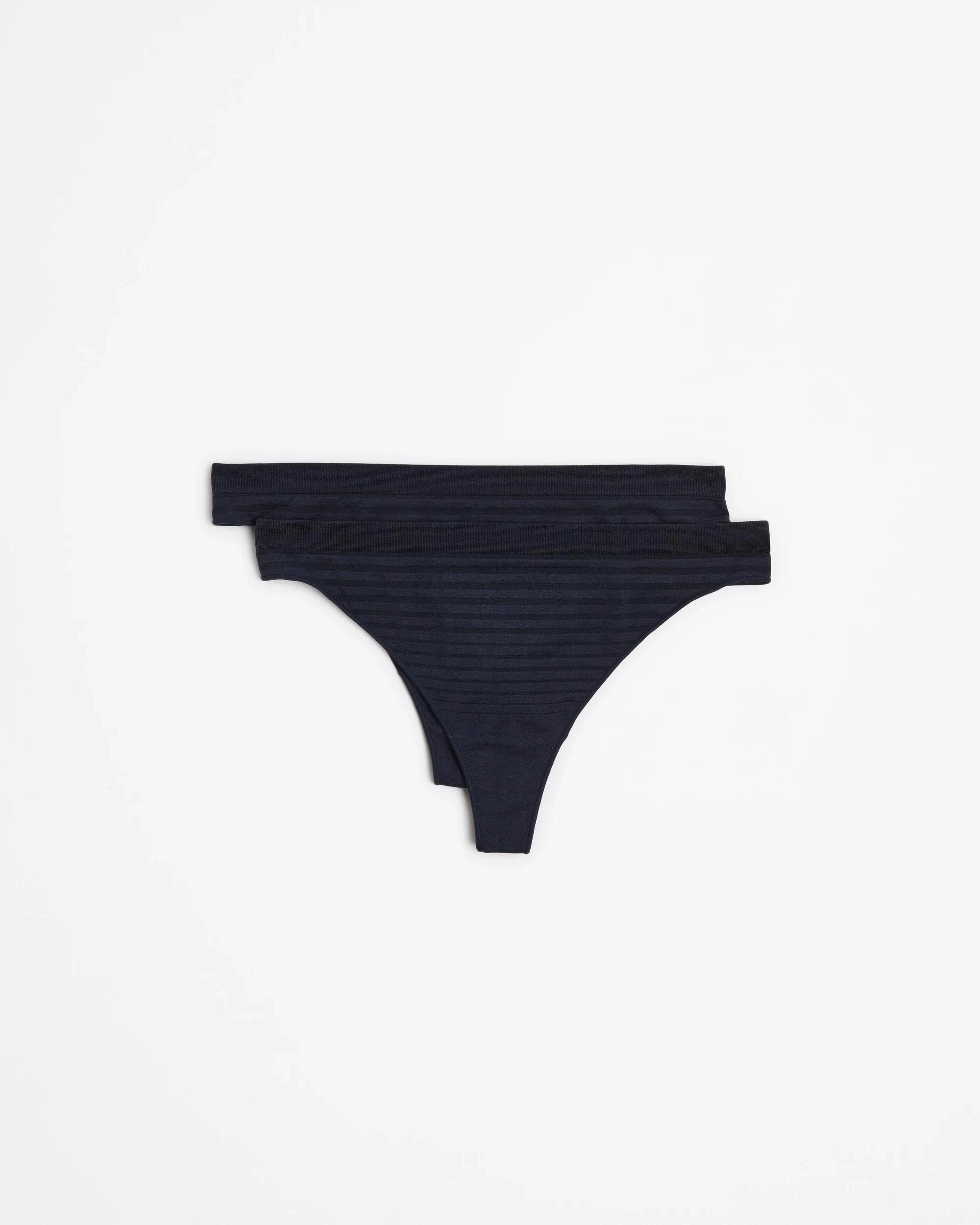 1 Target 2 Pack Seamfree Matte and Shine G-String Briefs NAVY BLUE, 1 of 3