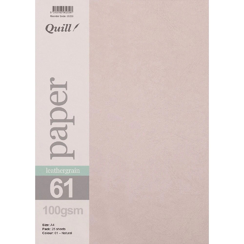 1 Quill A4 100gsm Leathergrain Paper Natural 25 Pack, 1 of 1
