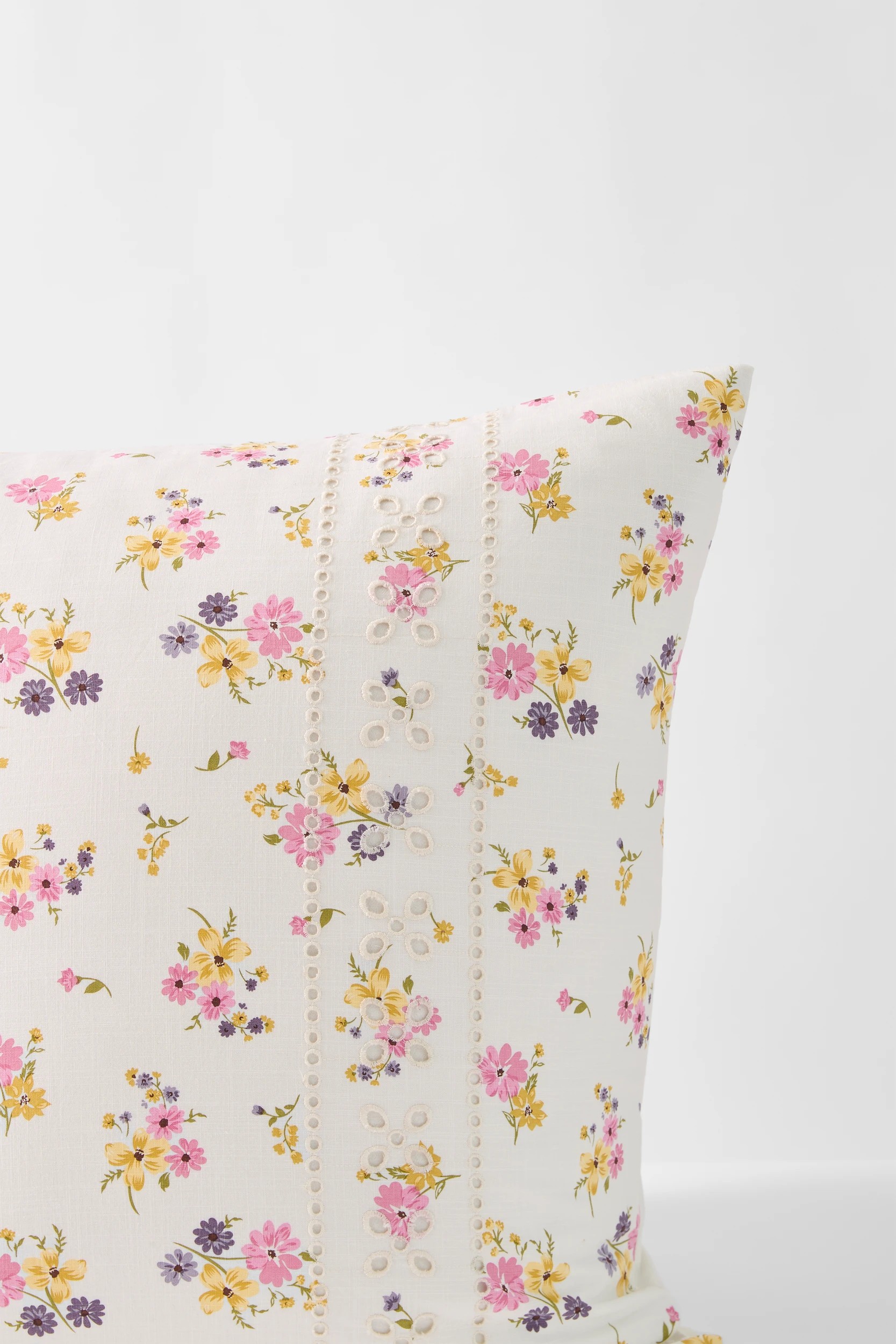 2 Target Dahlia Floral Embroidered European Pillowcase - Cloud - One Size - White, 2 of 2