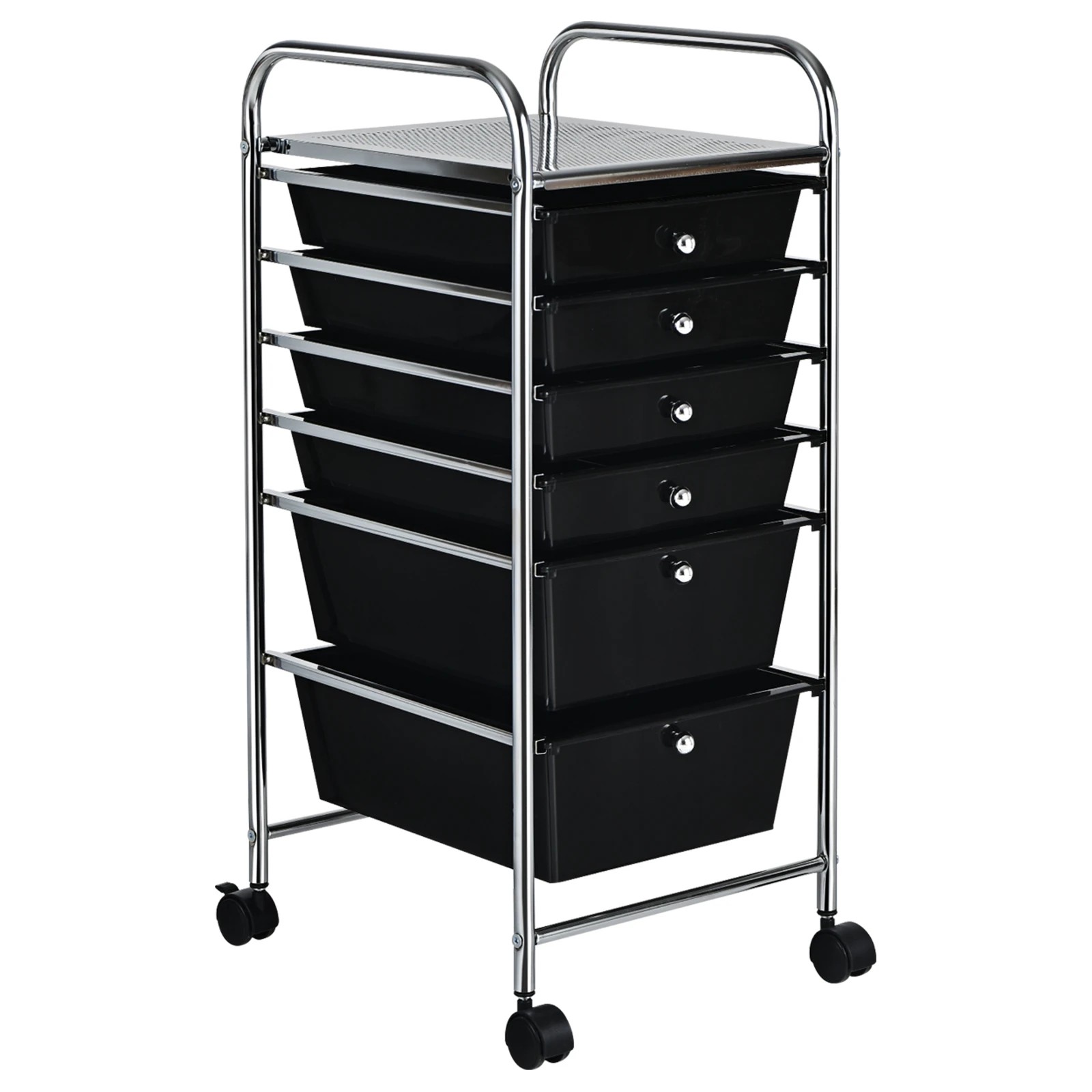 1 Costway 6 Drawers Rolling Storage Cart Mobile Utility Trolley - Black, 1 of 6