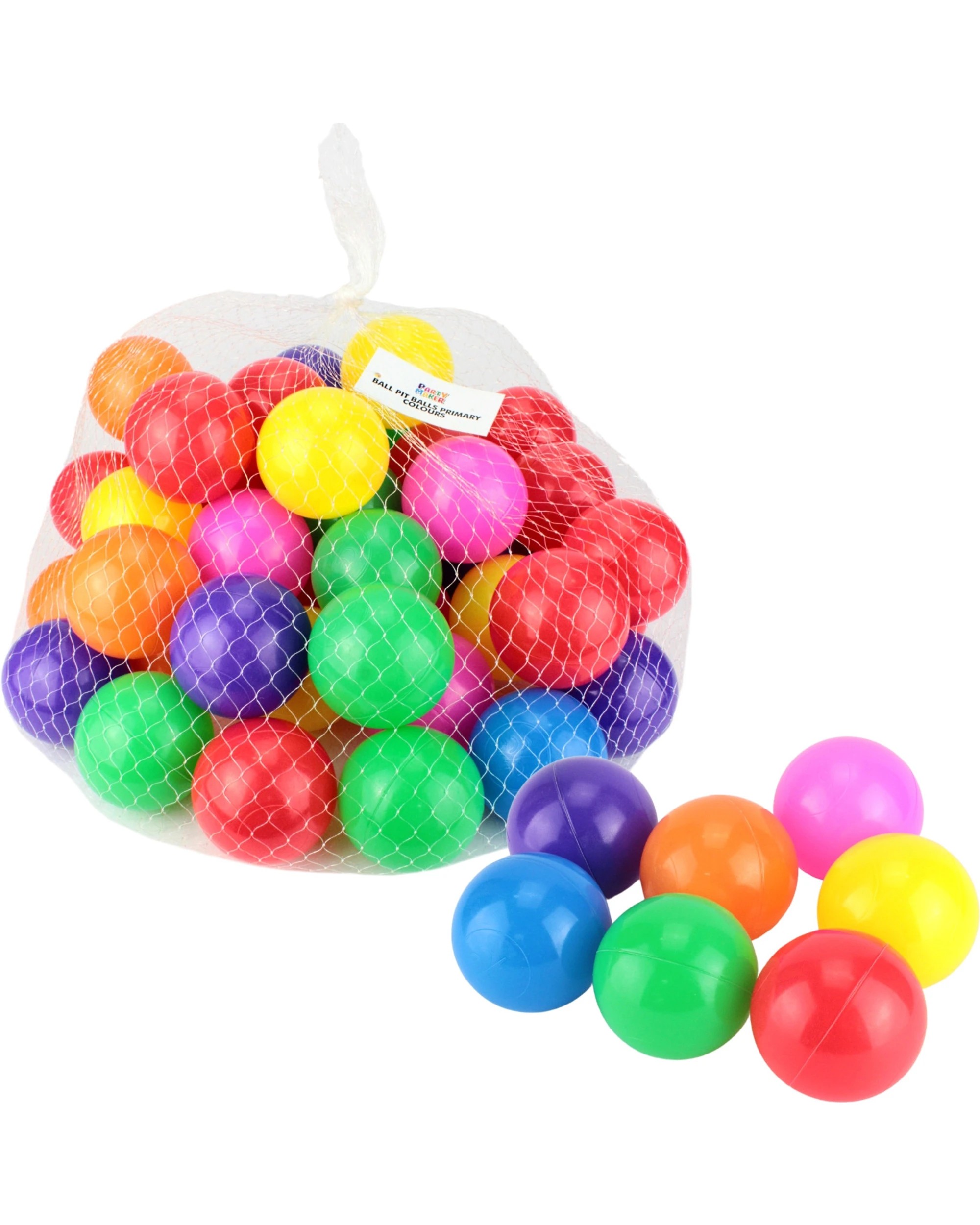 1 Partyrama 50Pcs Bright Coloured Plastic Ball Pit Balls, 1 of 1