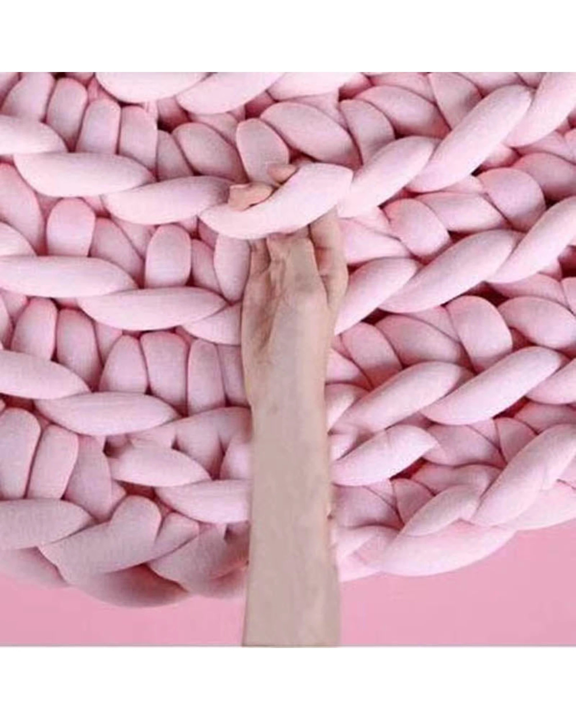 8 Cotton More Hand Knitted Chunky Braid Round Rug 90cm - Pink, 8 of 8