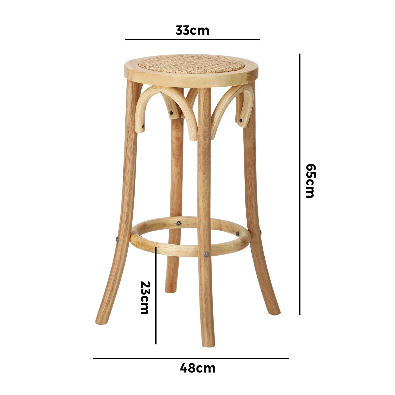 10 Oikiture 2x Bar Stools Kitchen Vintage Dining Chair Rattan Seat
 - Natural, 10 of 10