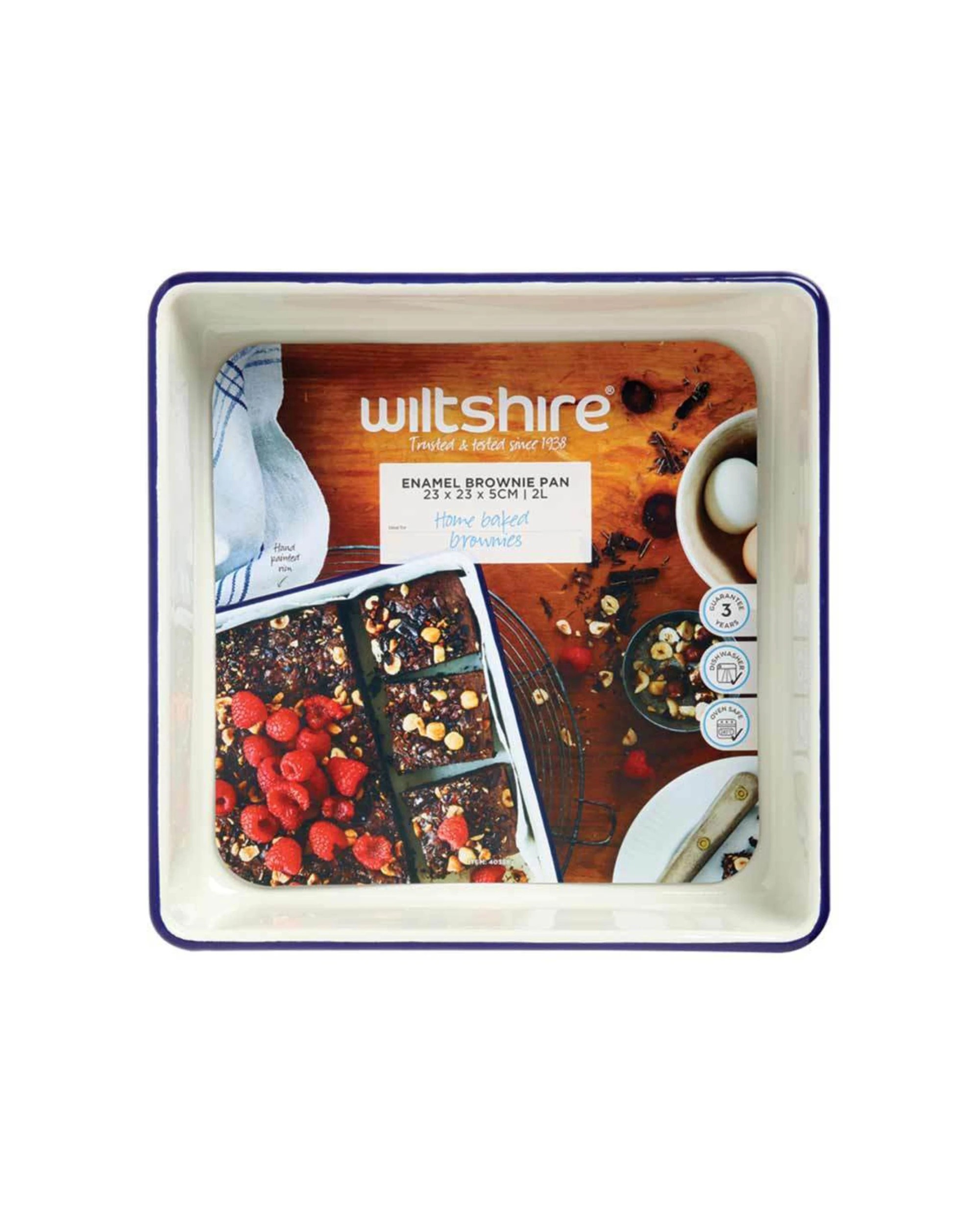 2 Wiltshire Porcelain Enamel Kitchen Brownie Baking Pan 23x5cm - White, 2 of 3