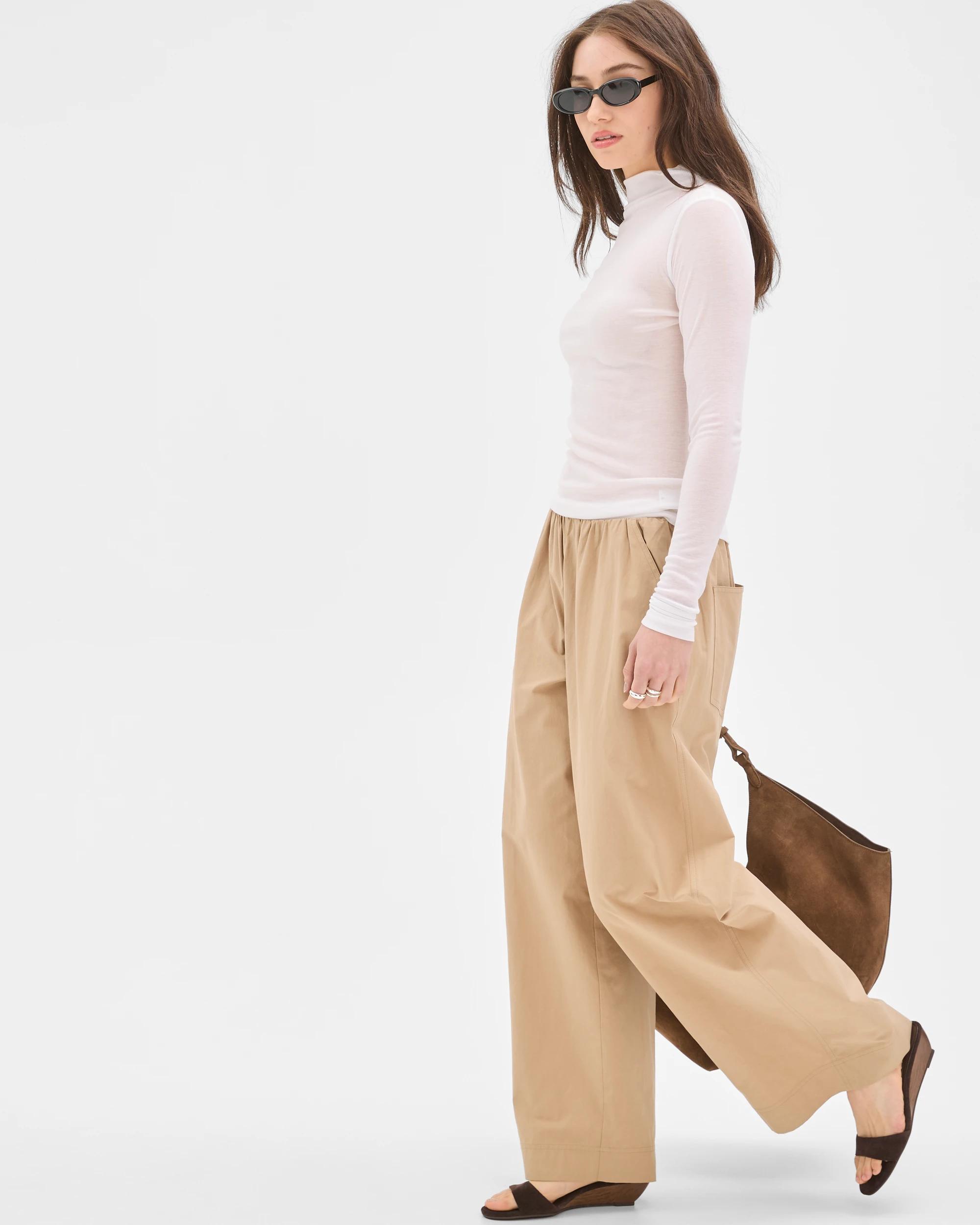 3 Lily Loves Australian Cotton Blend Wide Leg Barrel Pants DARK STONE, 3 of 7