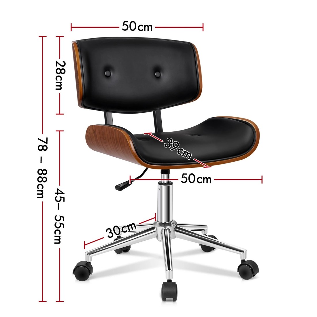 8 Alfordson Wooden Office Chair Computer Chairs Executive Seat Leather - Black, 8 of 10