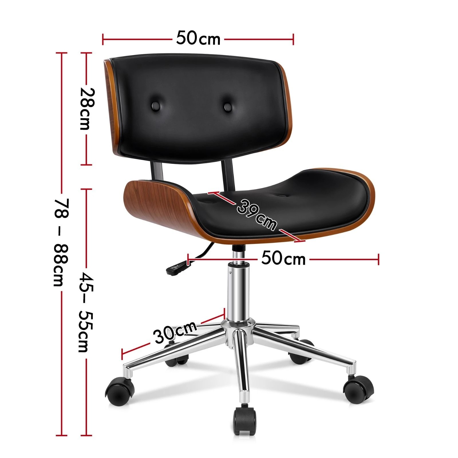 8 Alfordson Wooden Office Chair Computer Chairs Executive Seat Leather - Black, 8 of 10