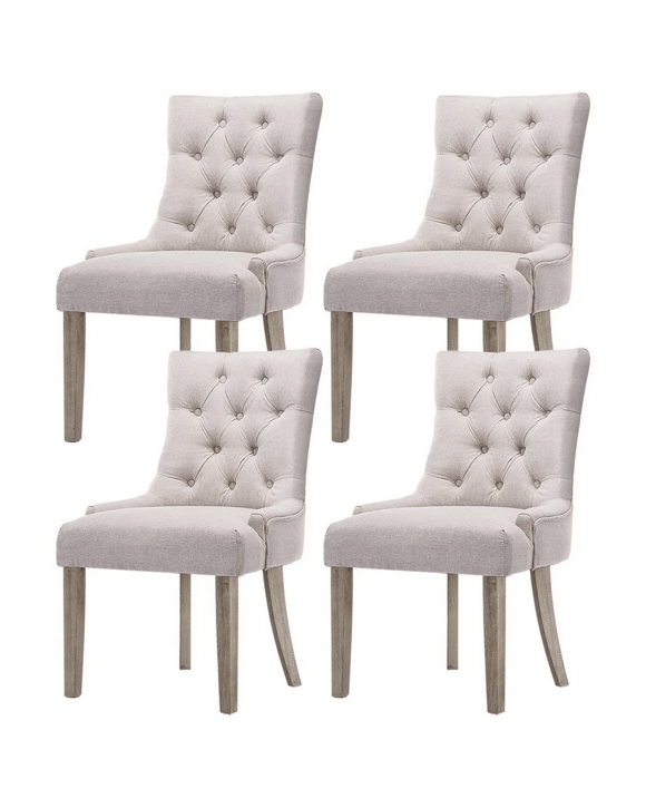 Artiss Set of 2 Dining Chair Beige CAYES French Provincial Chairs Wooden Fabric