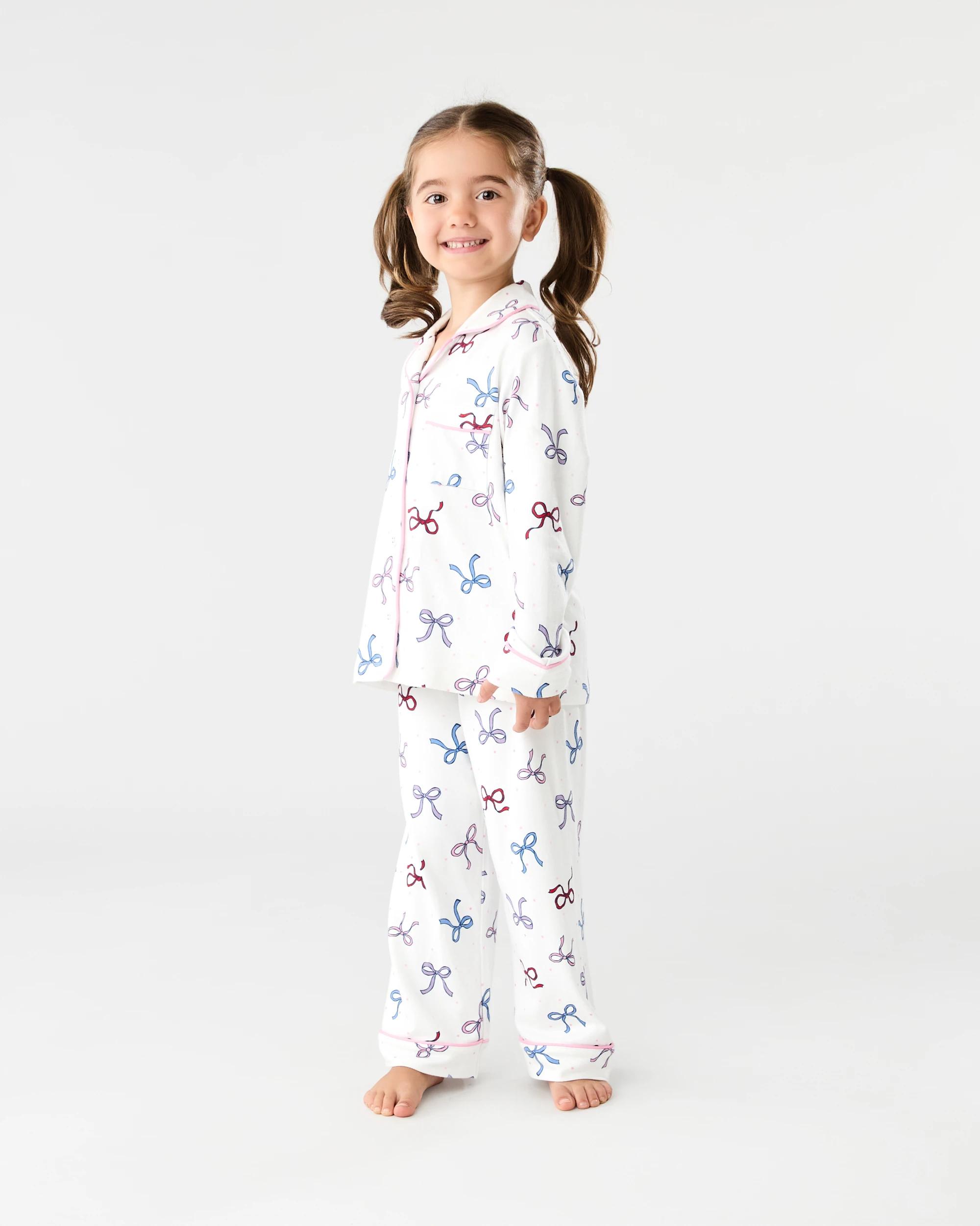 1 Hachi Button Through Pyjama Set Wht Bows, 1 of 8