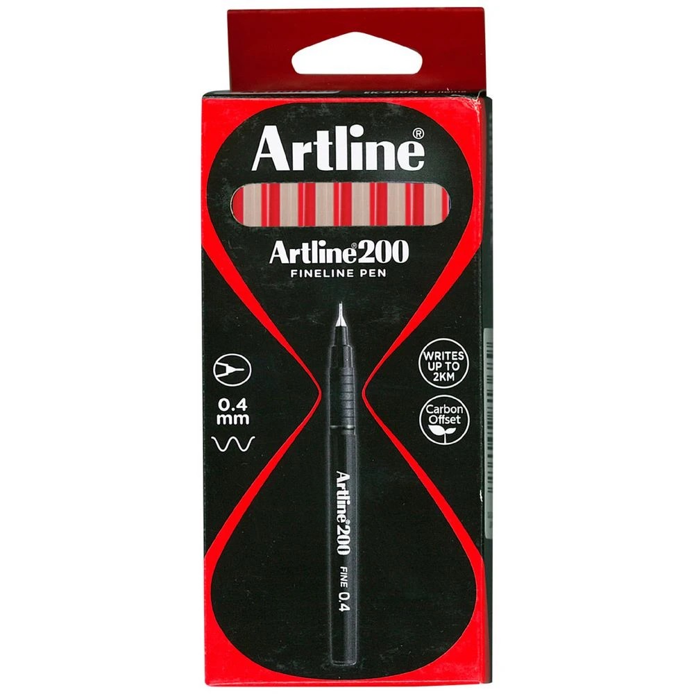 1 Artline 200 Fineliner Red 12 Pack, 1 of 1