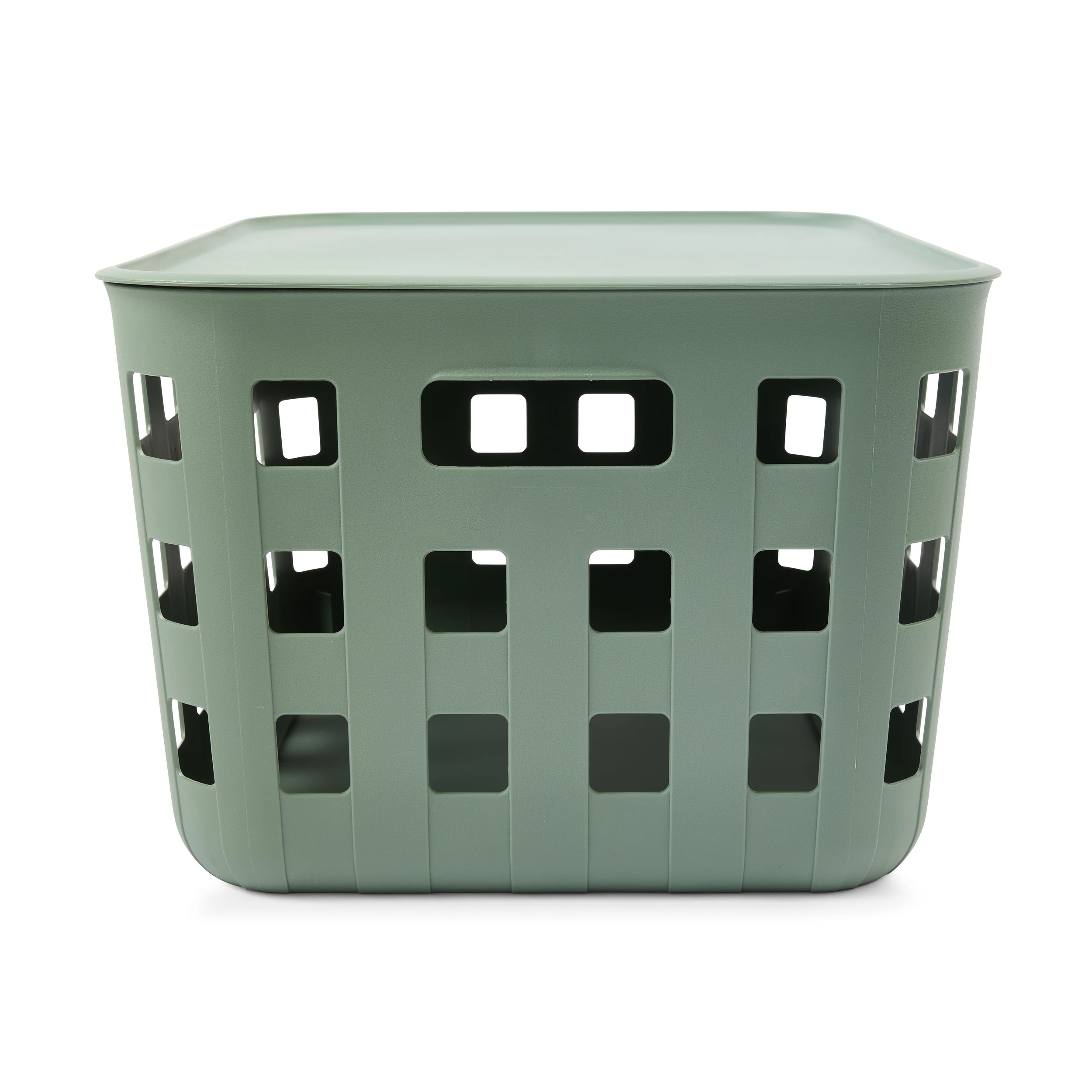 2 28L Rectangle Trellis Basket with Lid - Green, 2 of 9