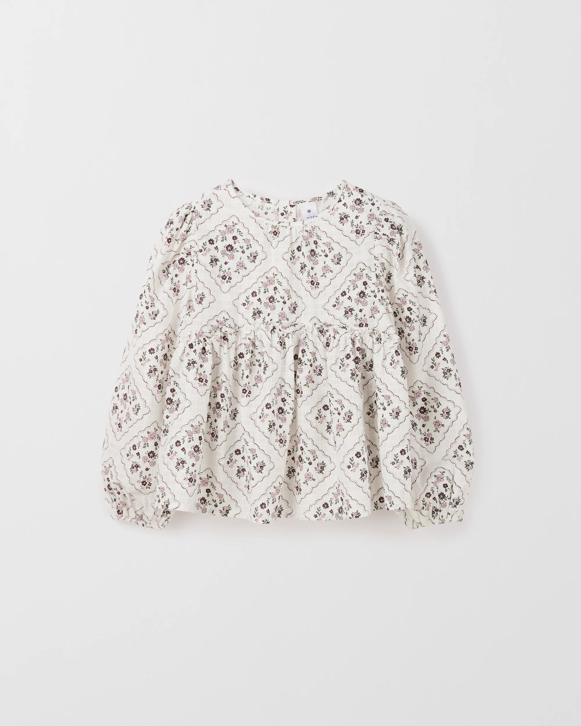 2 Target Kids Long Balloon Sleeve Blouse CREAM, 2 of 4