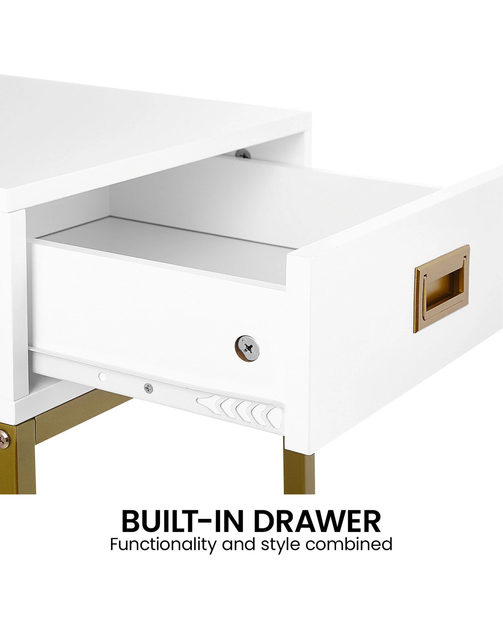 5 Sarantino Emilia Bedside Table Night Stand - White Gold, 5 of 9