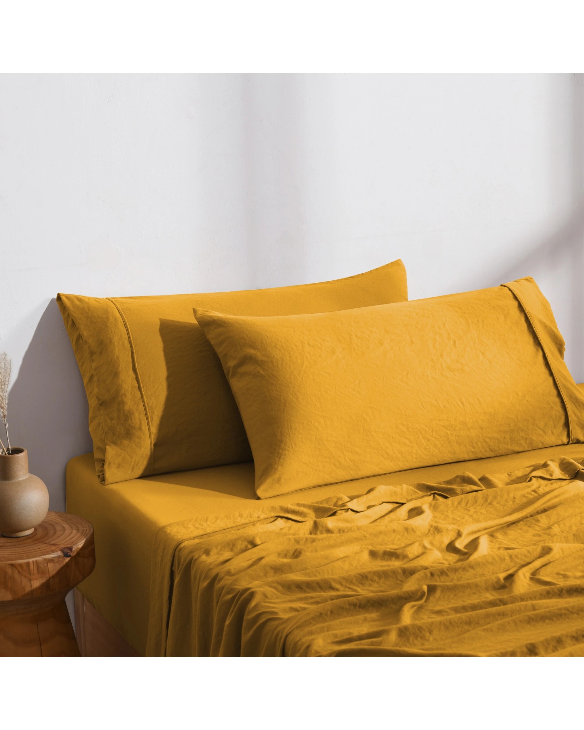 2 Dreamaker Superfine Washed Microfibre King Pillowcase Twin Pack - Mustard, 2 of 6