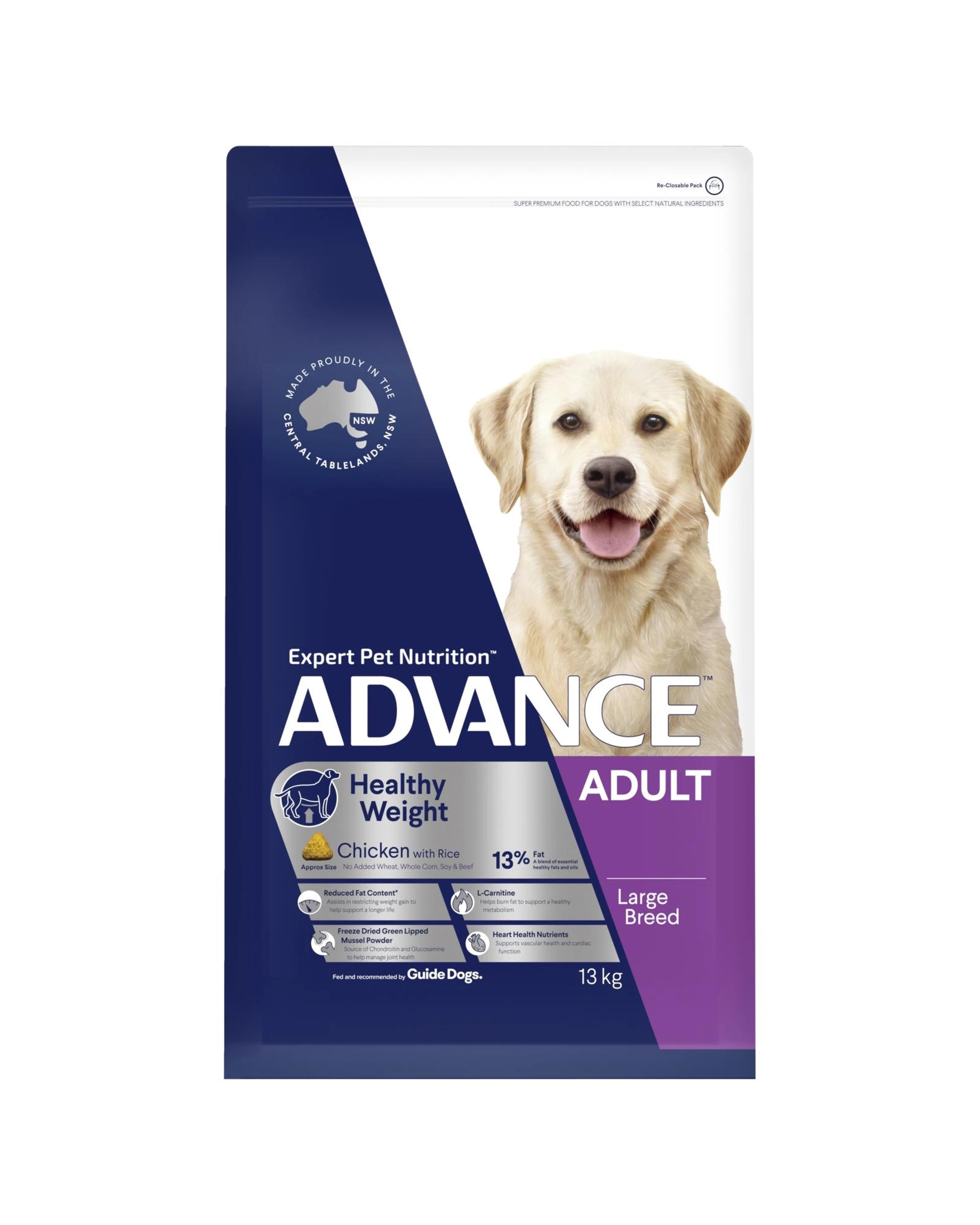 2 Advance Adult Large Breed Weight Control Dry Dog Food Chicken w/ Rice 13kg, 2 of 3