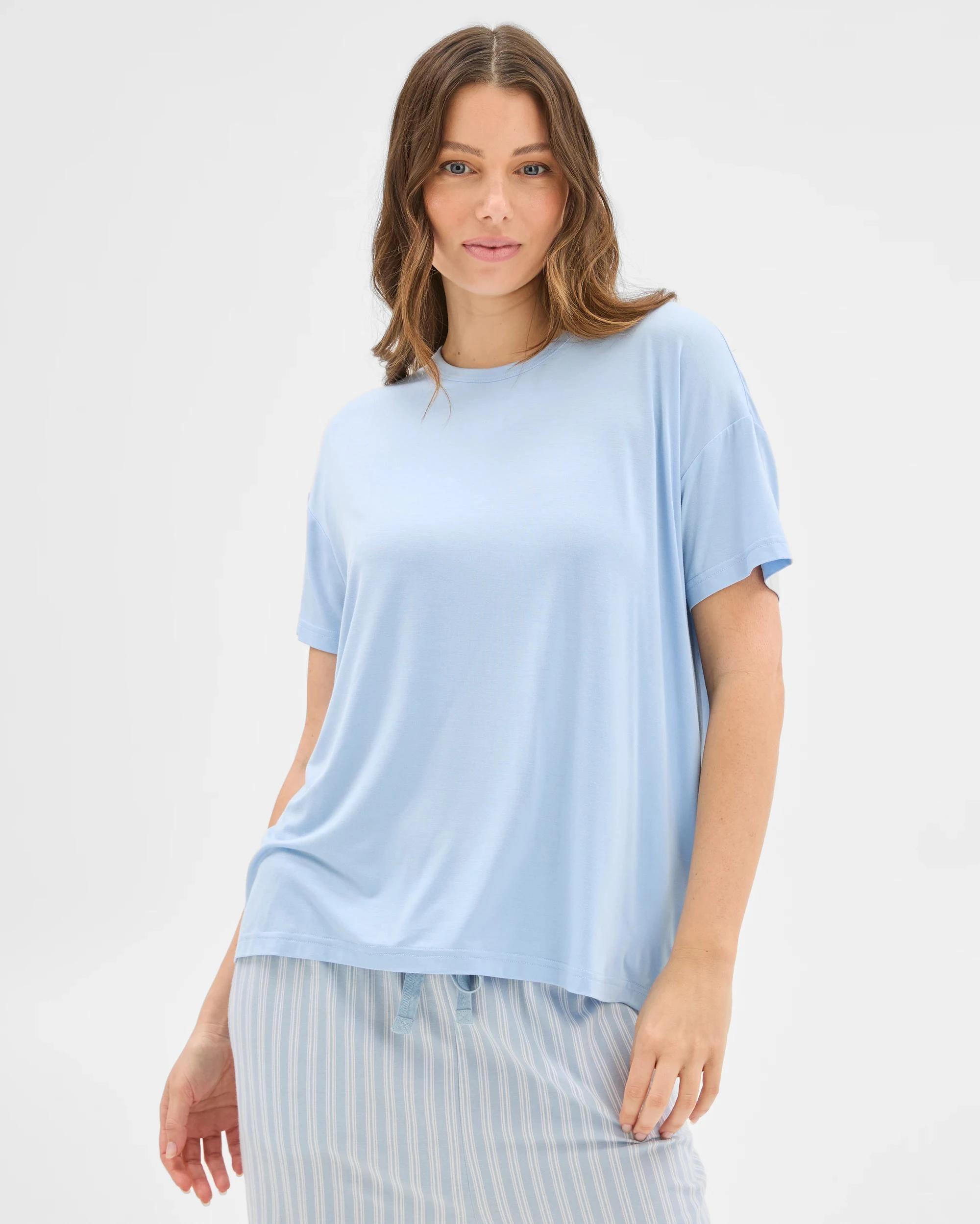 3 Target Woman Soft Comfort Bamboo Pyjama T-Shirt BLUE, 3 of 6