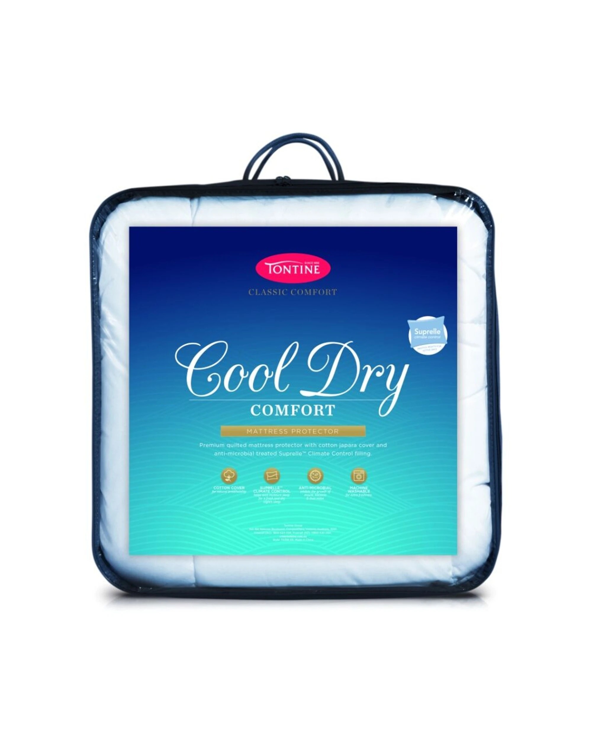 1 Tontine Classic Comfort Cool Dry Mattress Protector Climate Control - White, 1 of 3