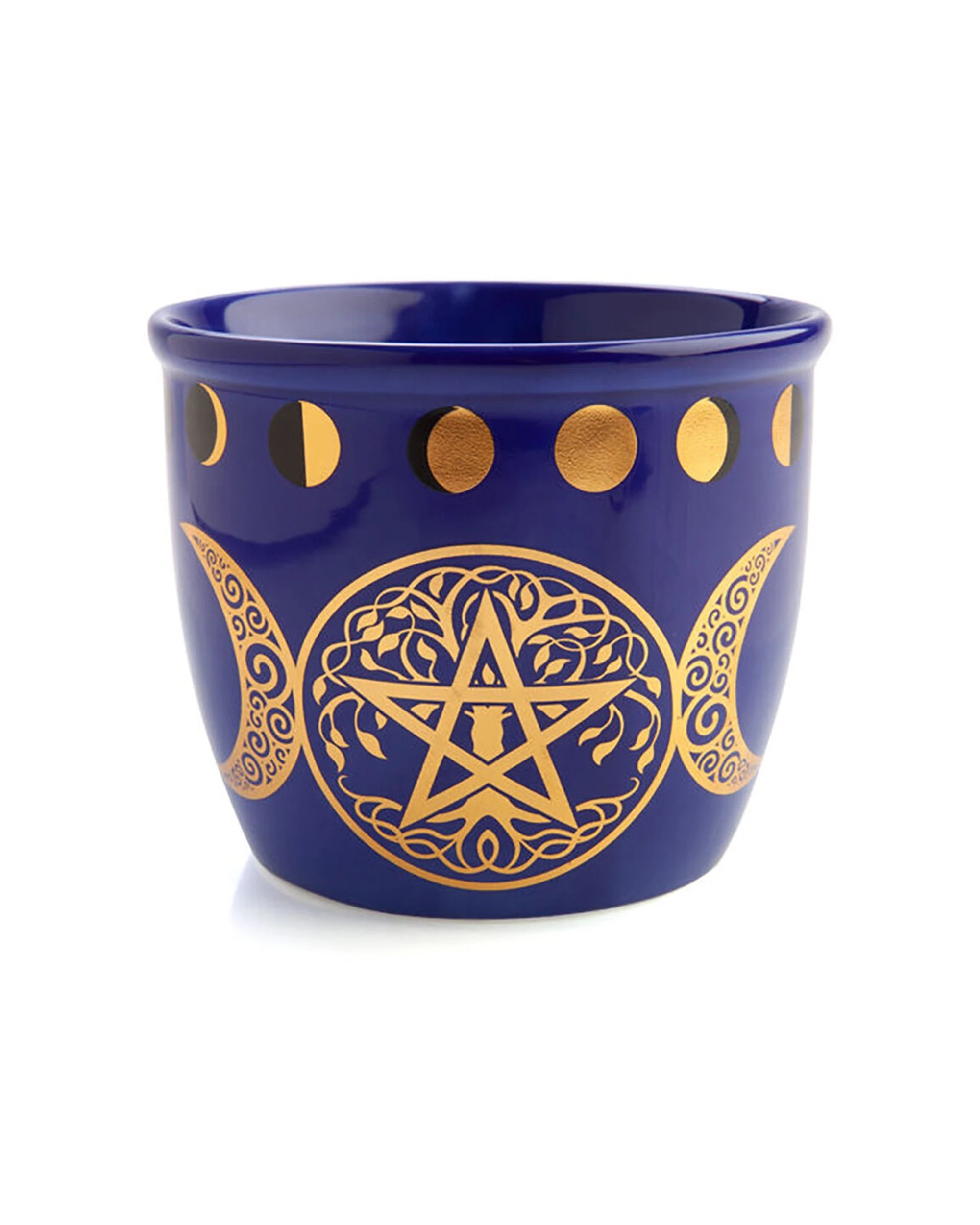 1 MDI Smudge Bowl Sage & Incense Burner Ceramic Pentacle 12.5x10.5cm - Blue, 1 of 5