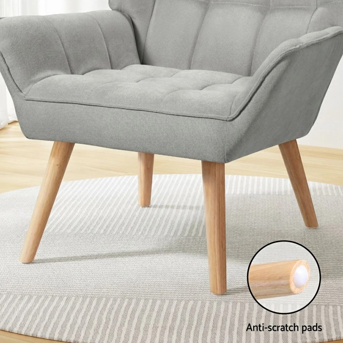5 Artiss Armchair  Linen Fabric Cindy - Grey, 5 of 5