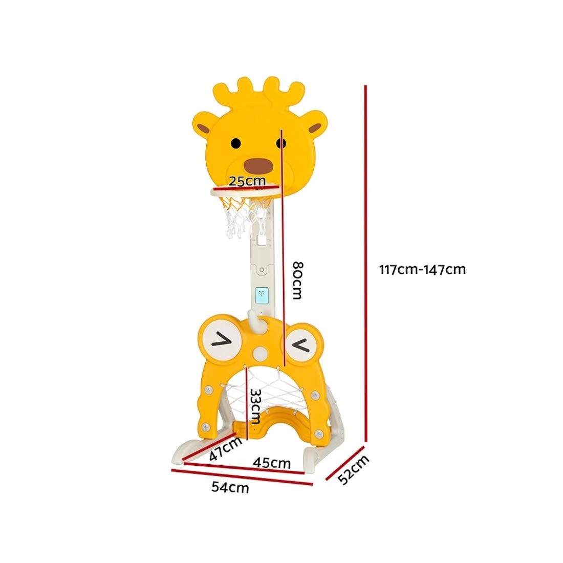 1 Keezi Kids Basketball Hoop Stand Adjustable 5-in-1 Sports Center Toys Set - Yellow, 1 of 7