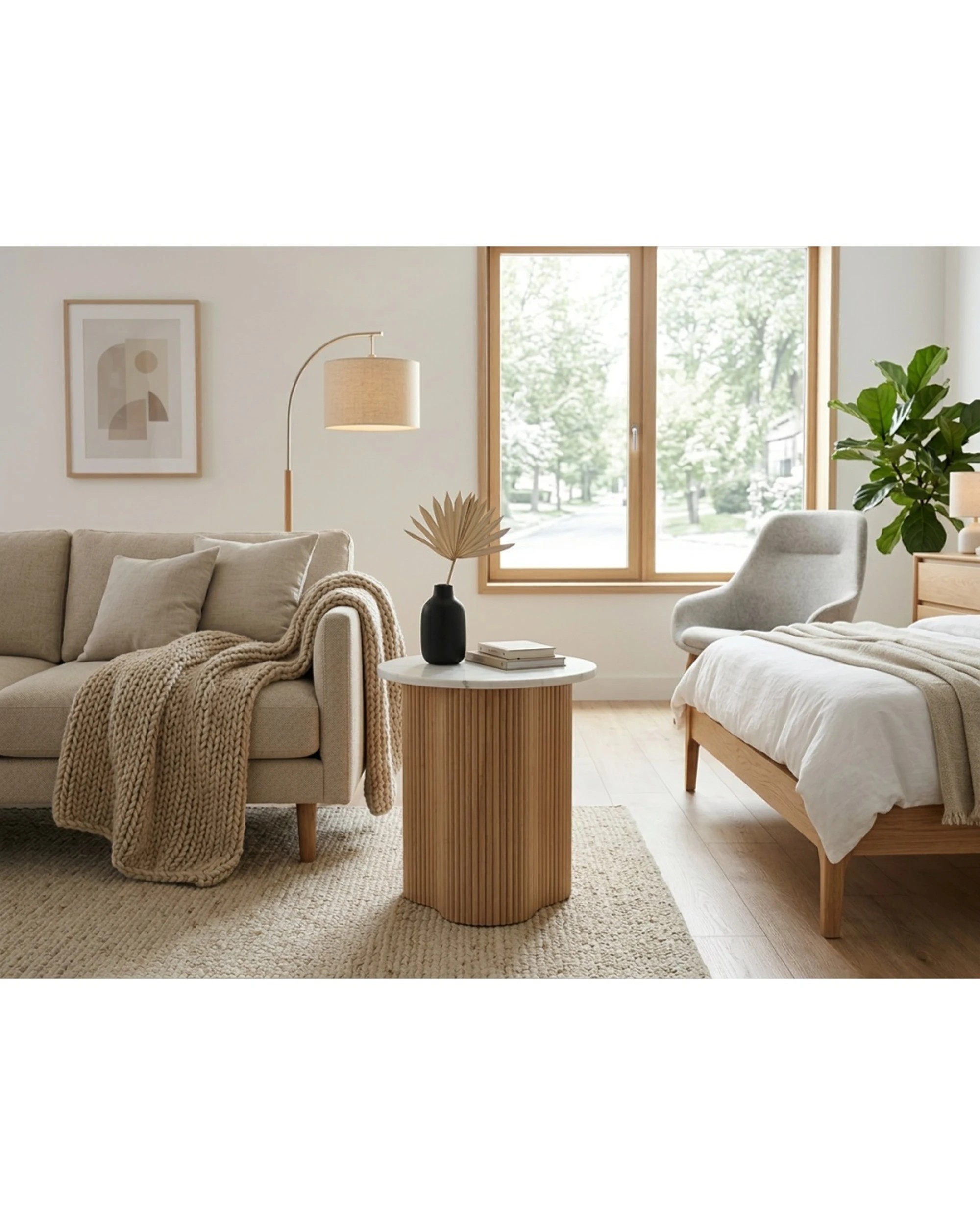 7 Codu Vero Side Table Oak Marble 60x50x50cm - Natural, 7 of 9