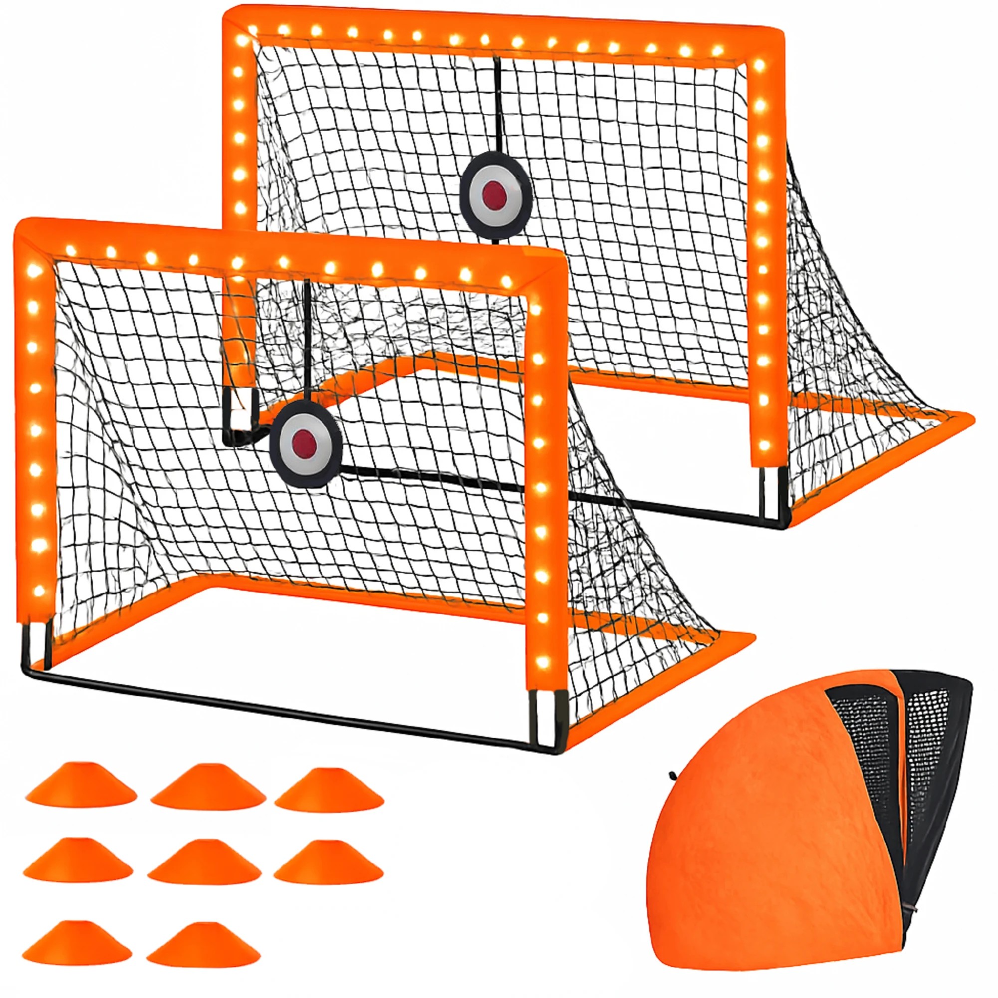 1 Advwin Light Up Soccer Goals with Carry Bag, 2 Pack - Orange, 1 of 5