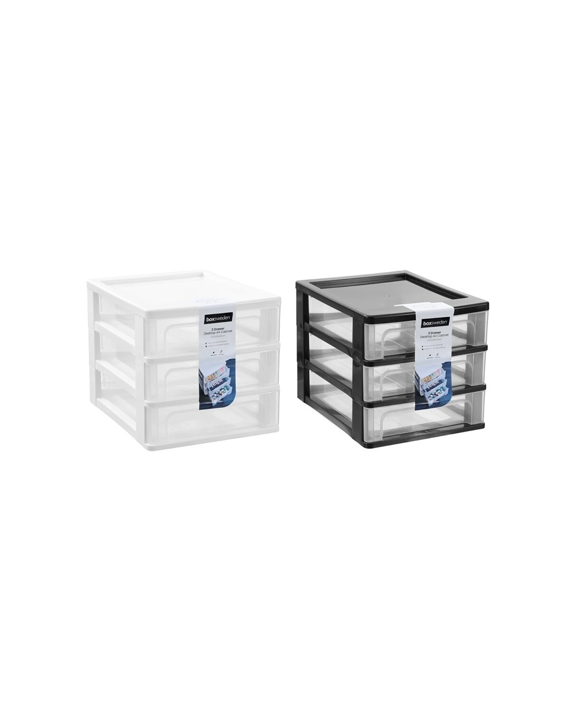 3 Boxsweden 2PK Boxsweden A4 Desktop 3-Drawer Unit Desktop Storage Organiser - Assorted, 3 of 9