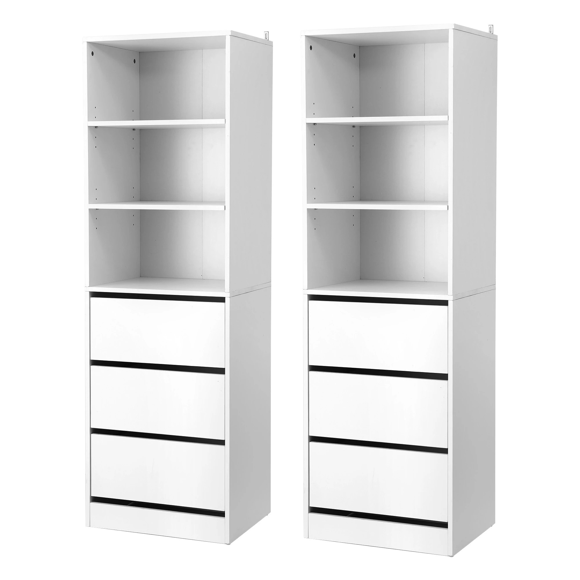 1 Artiss 2x Chest of 3 Drawers Tallboy Cabinet - White, 1 of 7
