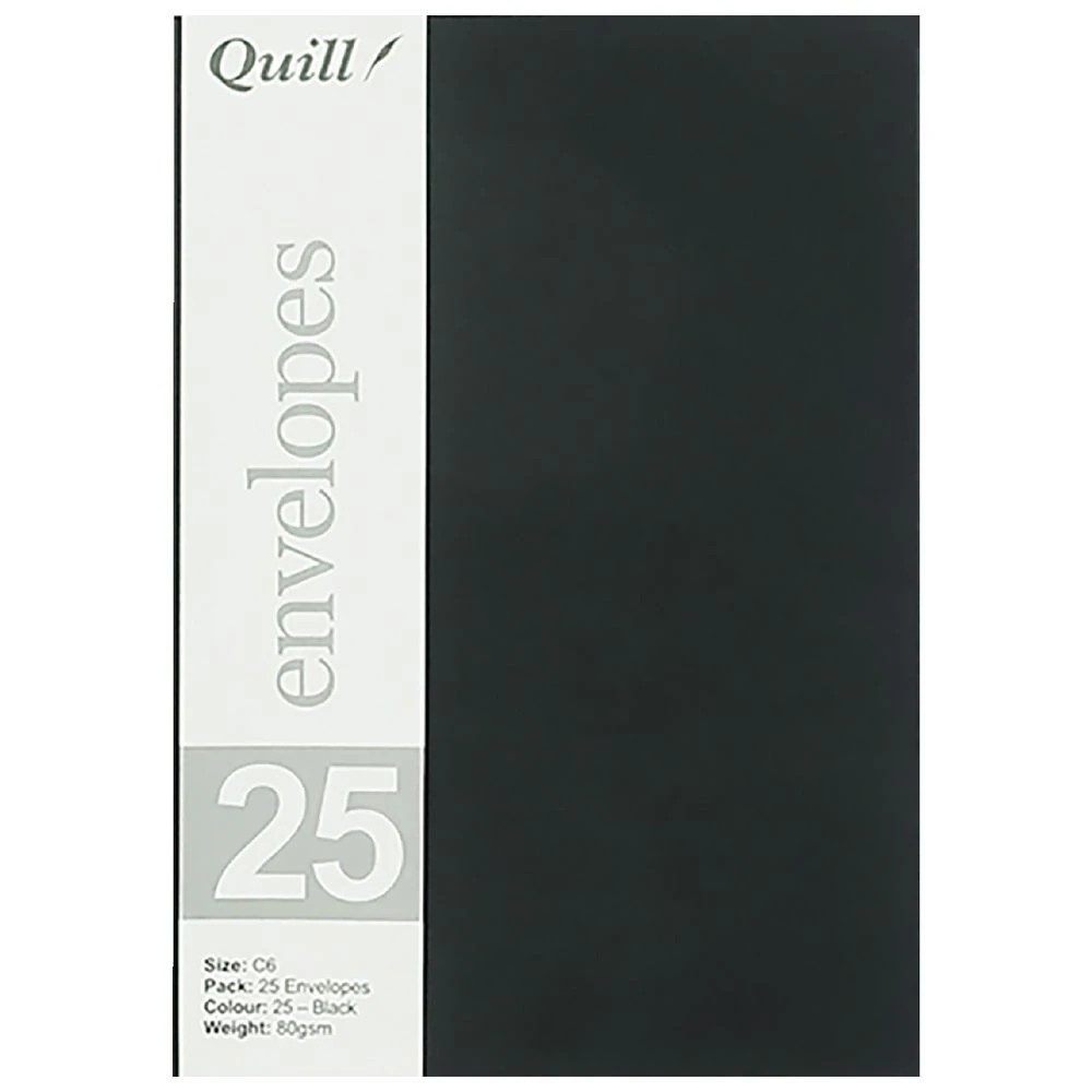 4 Quill C6 Envelopes Black 25 Pack, 4 of 4