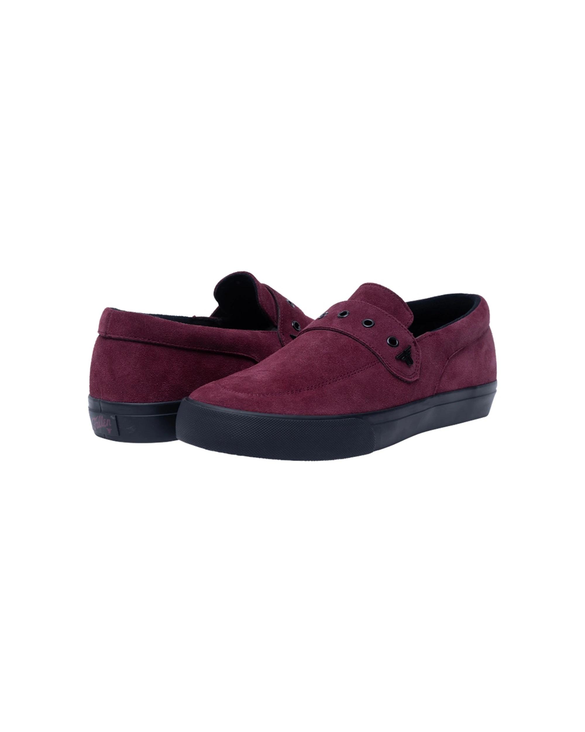 2 Fallen Footwear Melrose Mens Slip On Loafers Suede Timeless Style Versatility Casual Shoe BURGUNDY/BLACK, 2 of 5