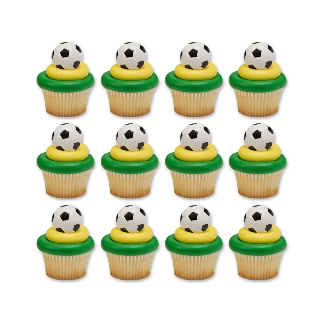 1 Decopac Soccer Ball Cupcake Rings Pack of 12, 1 of 1