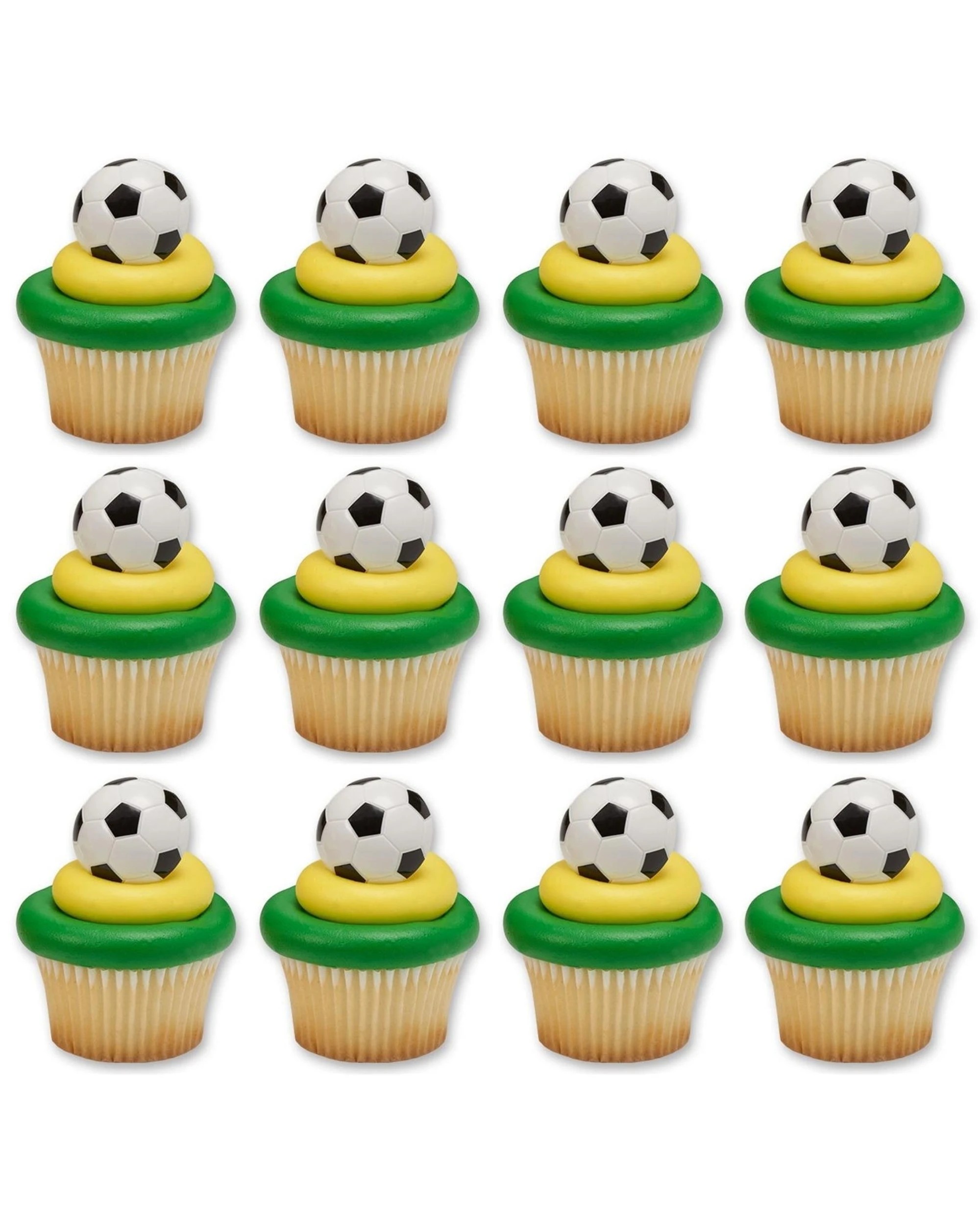 1 Partyrama Soccer Ball Cupcake Rings Pack of 12, 1 of 1